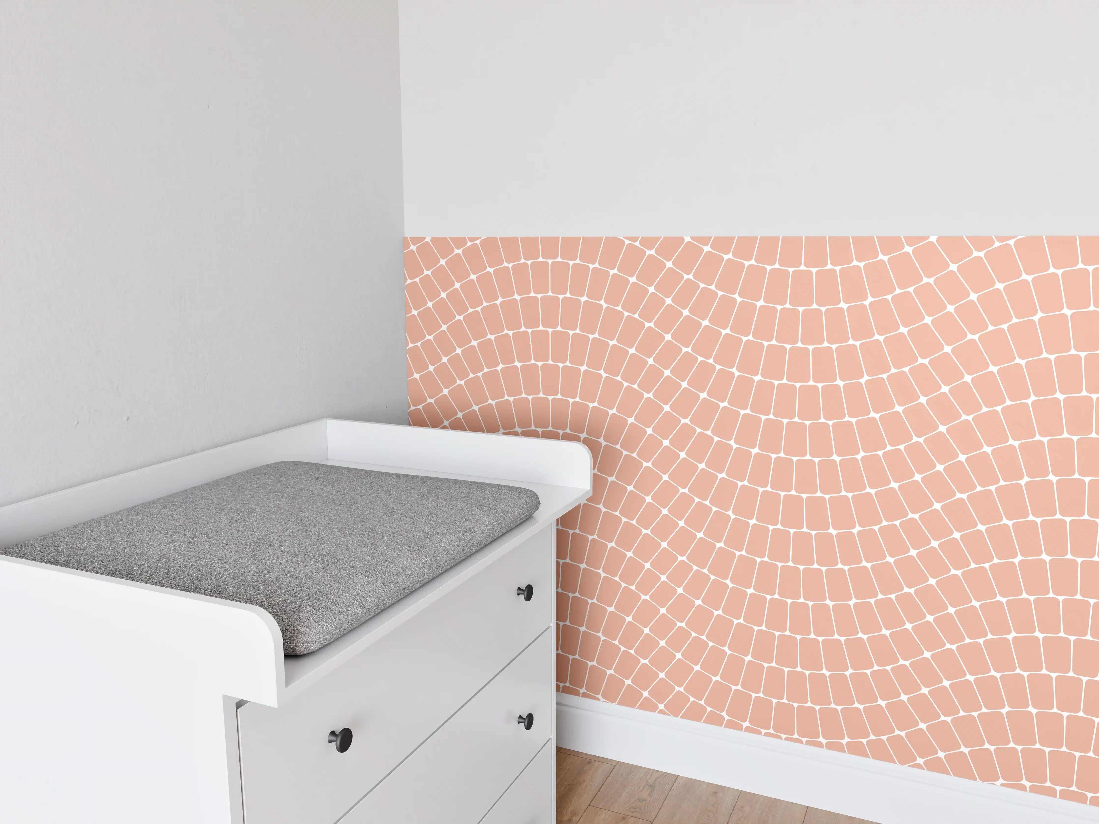 Babyzimmer Wandgestaltung - Sinuose Salmone-Wandgestaltung