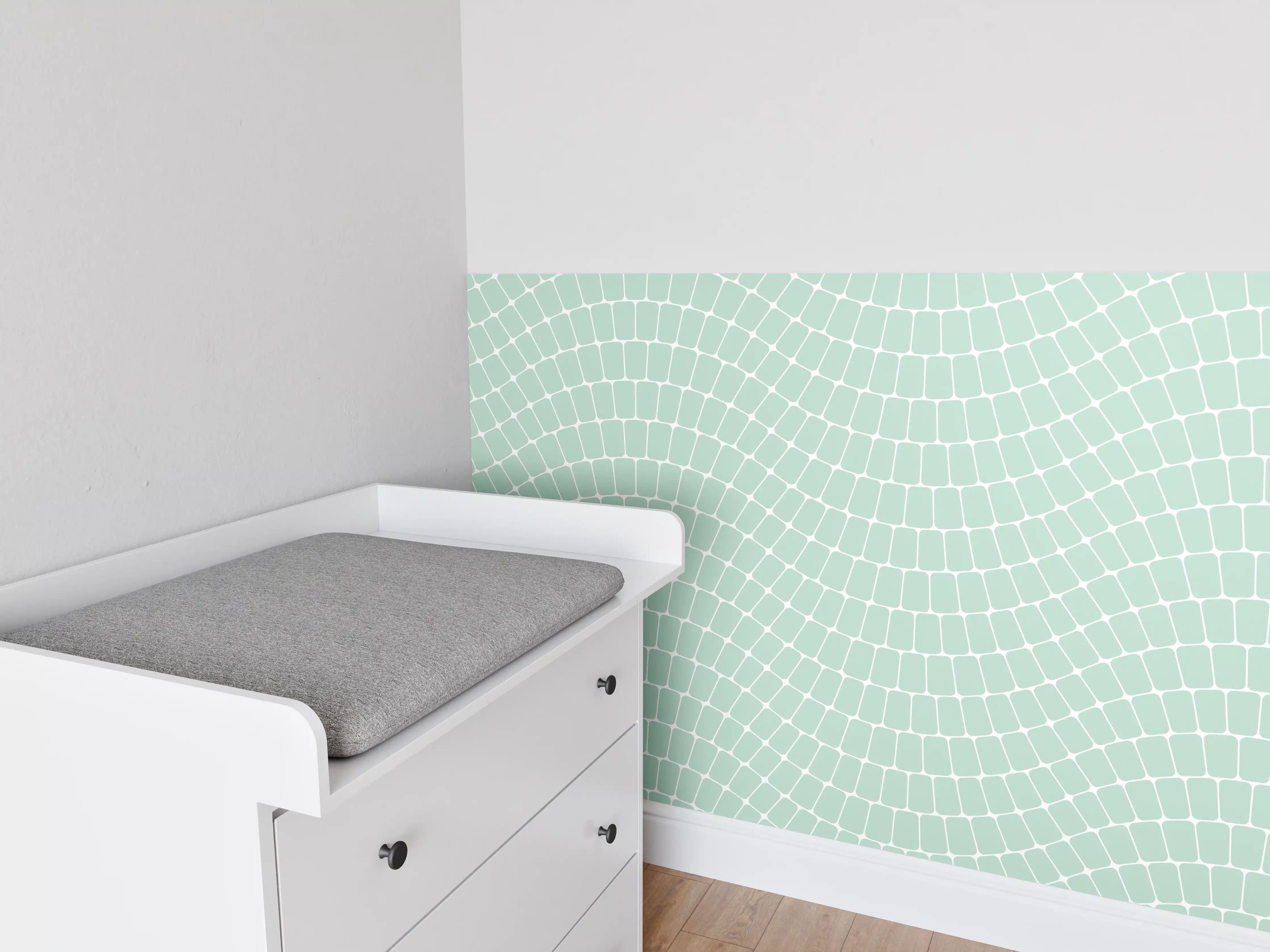 Babyzimmer Wandgestaltung - Sinuoso-Mint-Muster