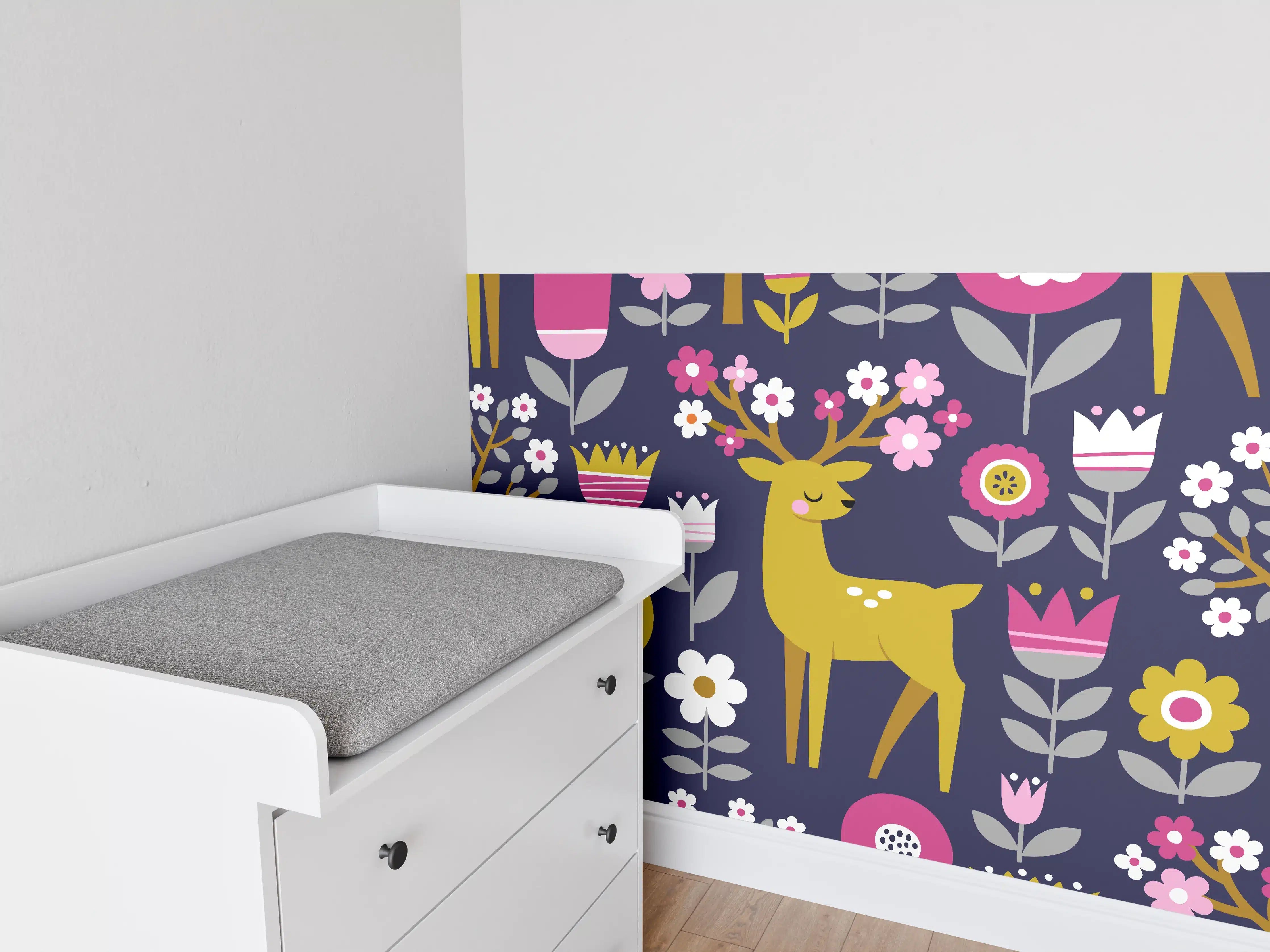 Babyzimmer Wandgestaltung - Skandinavische Frühlingsmuster