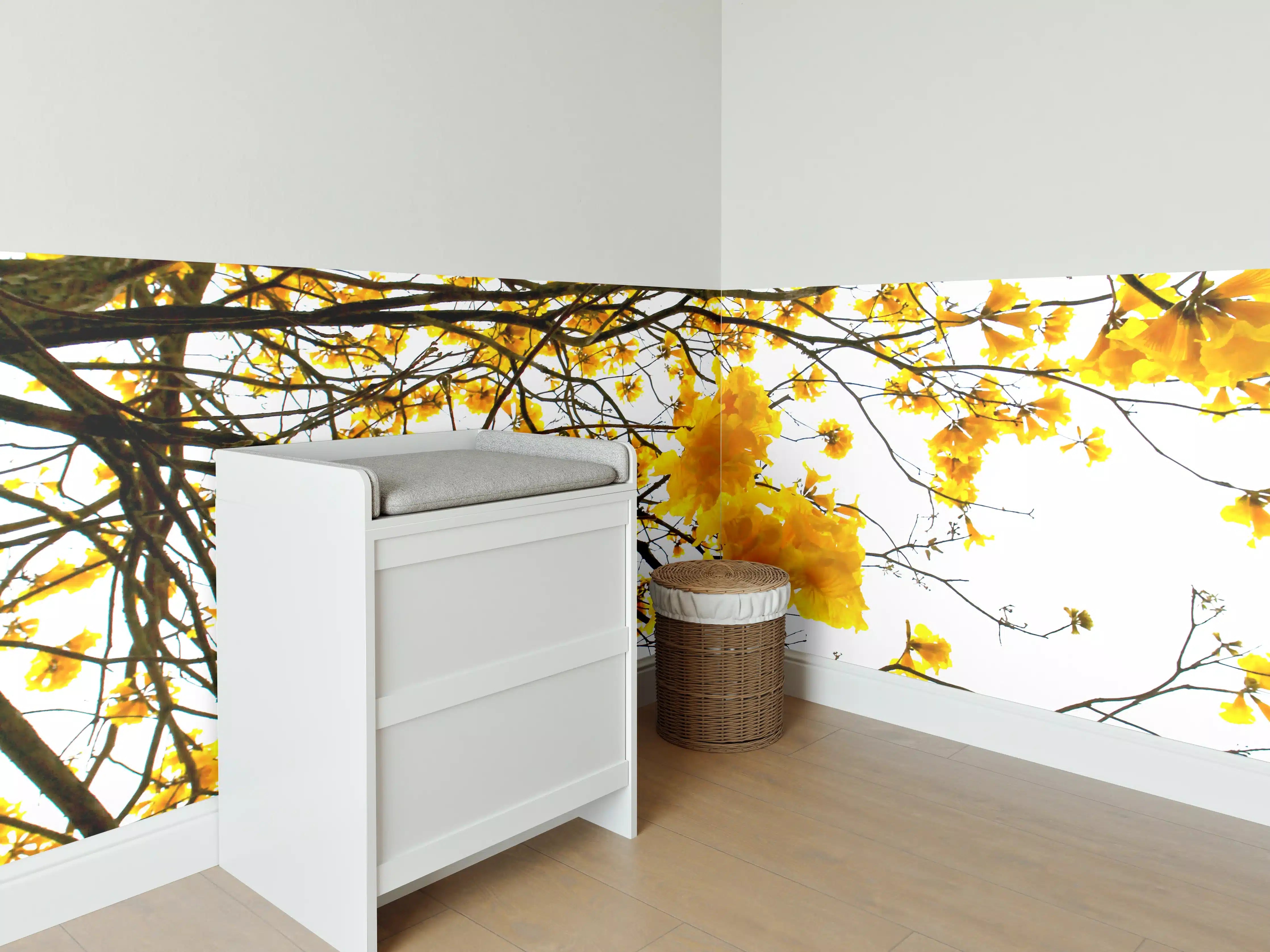 Babyzimmer Wandgestaltung - Sommer Gelb Baumperspektive