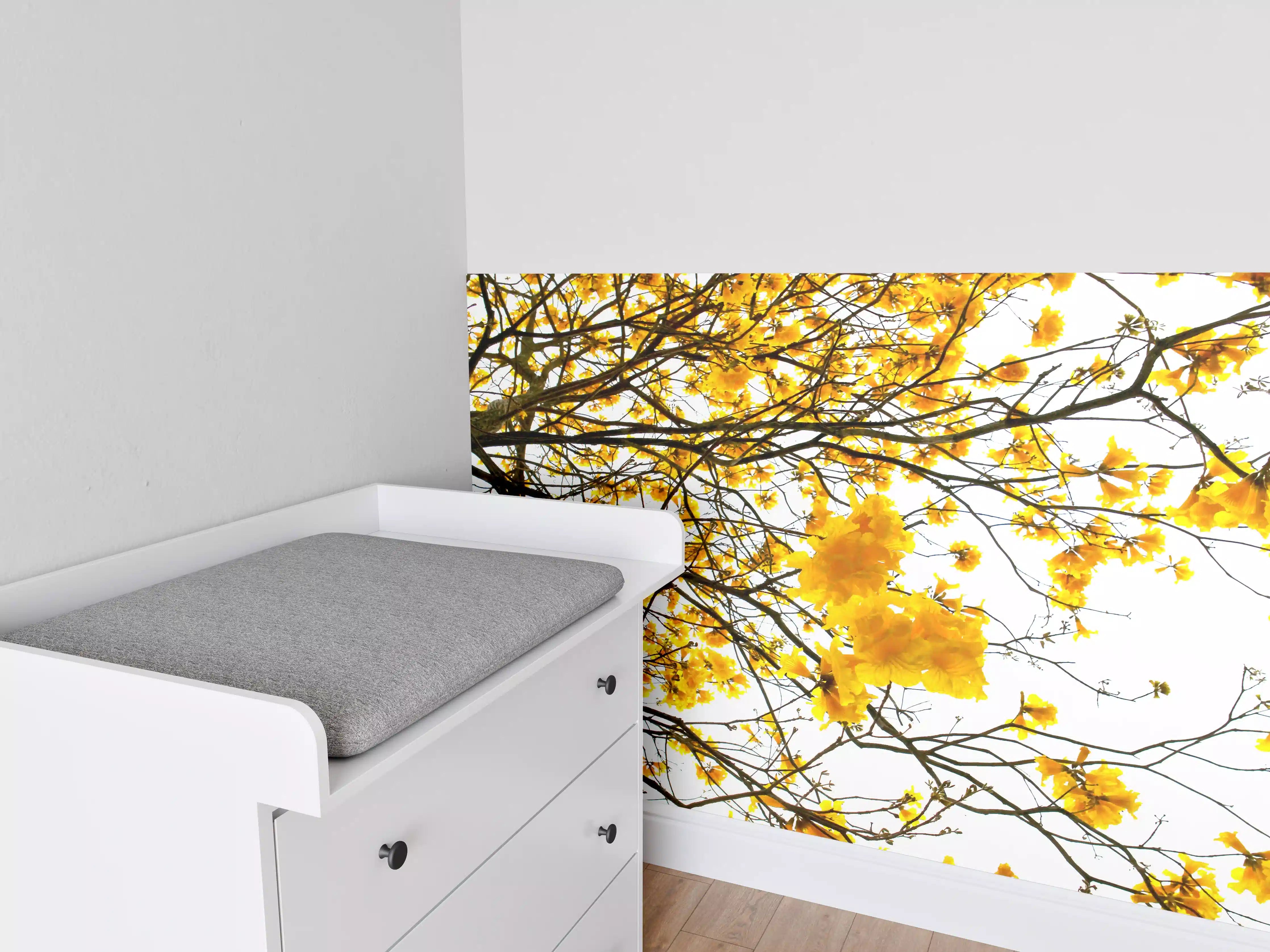 Babyzimmer Wandgestaltung - Sommer Gelb Baumperspektive