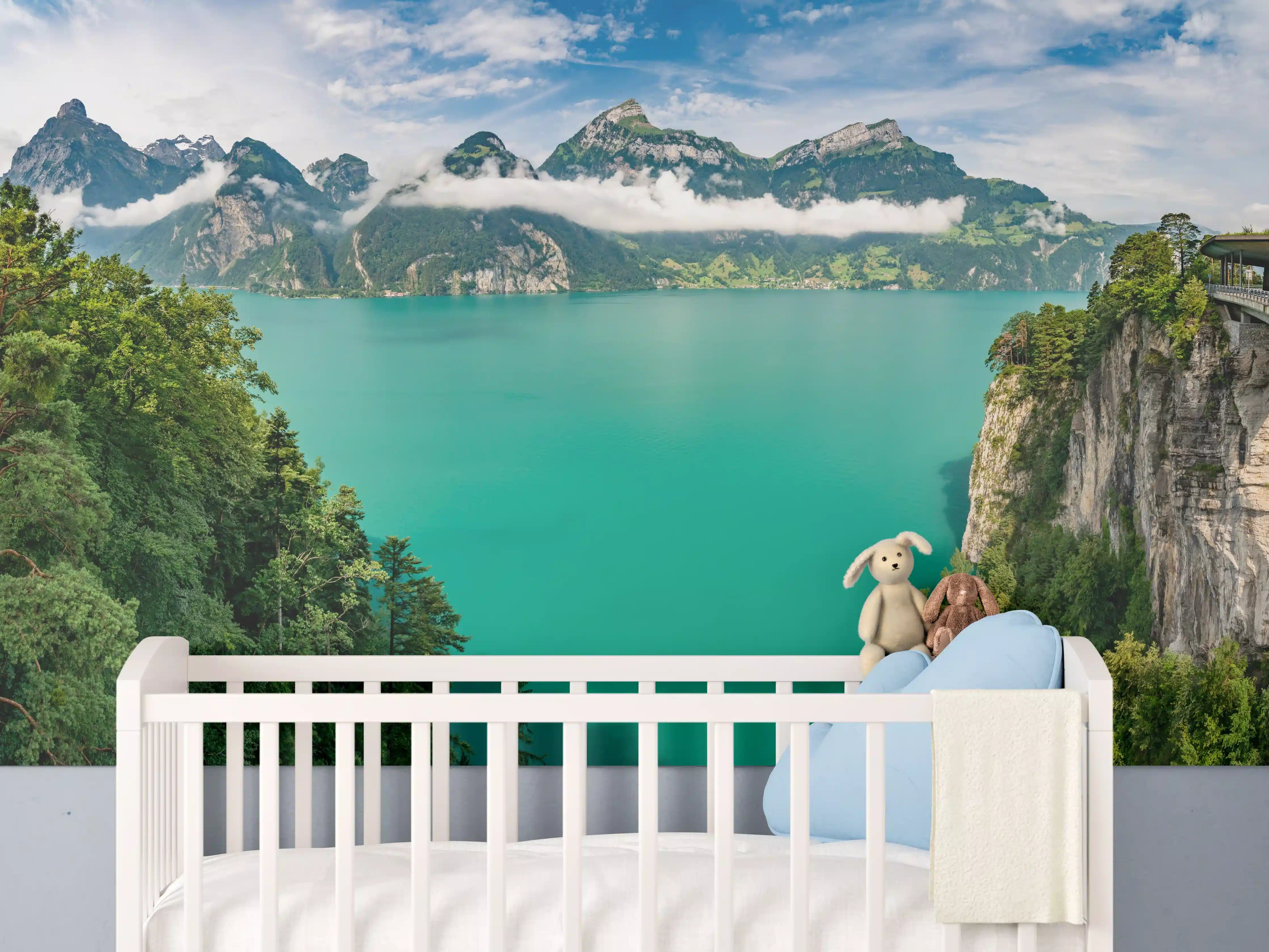 Babyzimmer Wandgestaltung - Sommeralpen im Blick- Schweiz