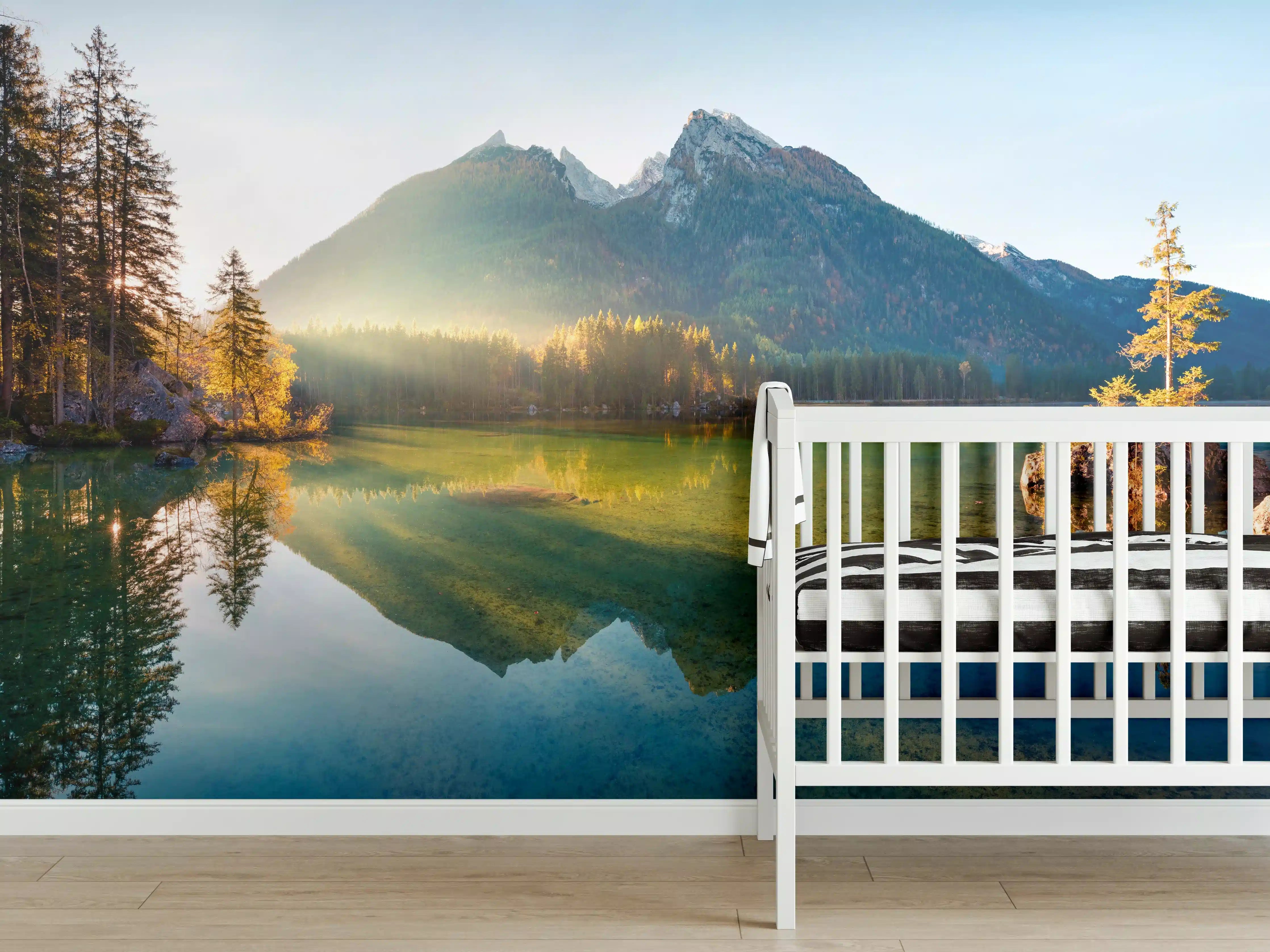 Babyzimmer Wandgestaltung - Sonnenaufgang am Hintersee