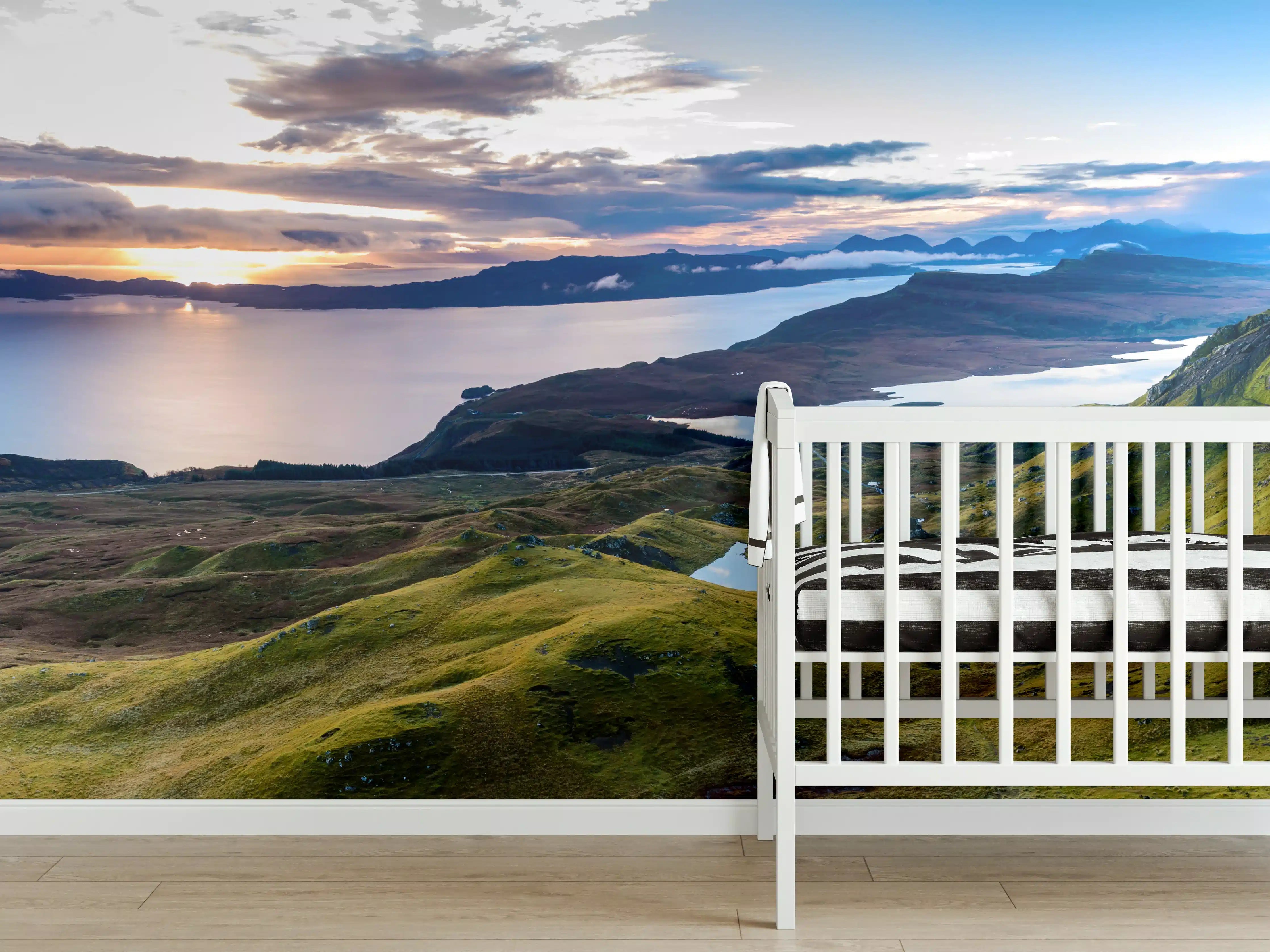Babyzimmer Wandgestaltung - Sonnenaufgang auf der Isle of Skye