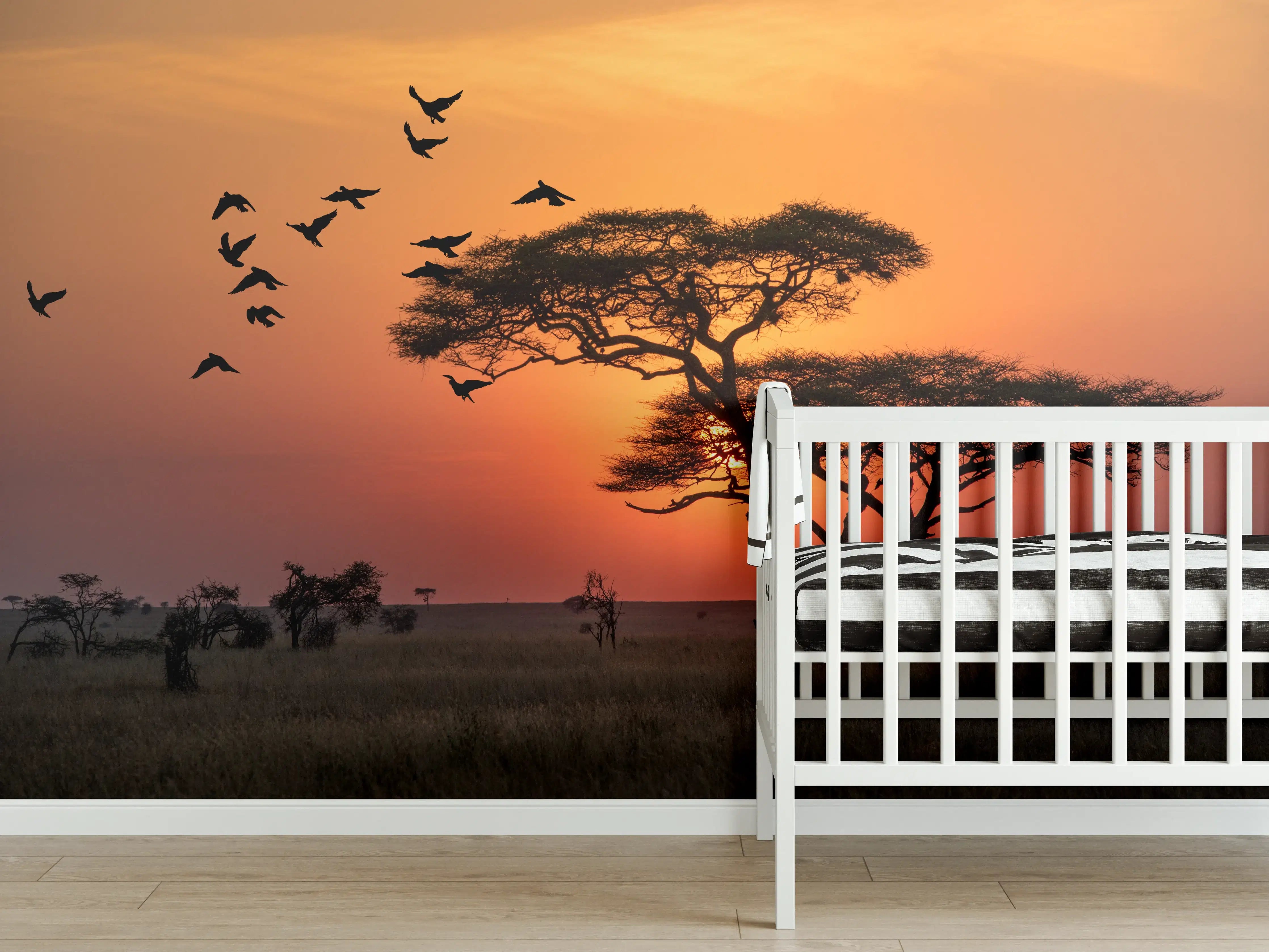 Babyzimmer Wandgestaltung - Sonnenaufgang im Serengeti-Naturpark