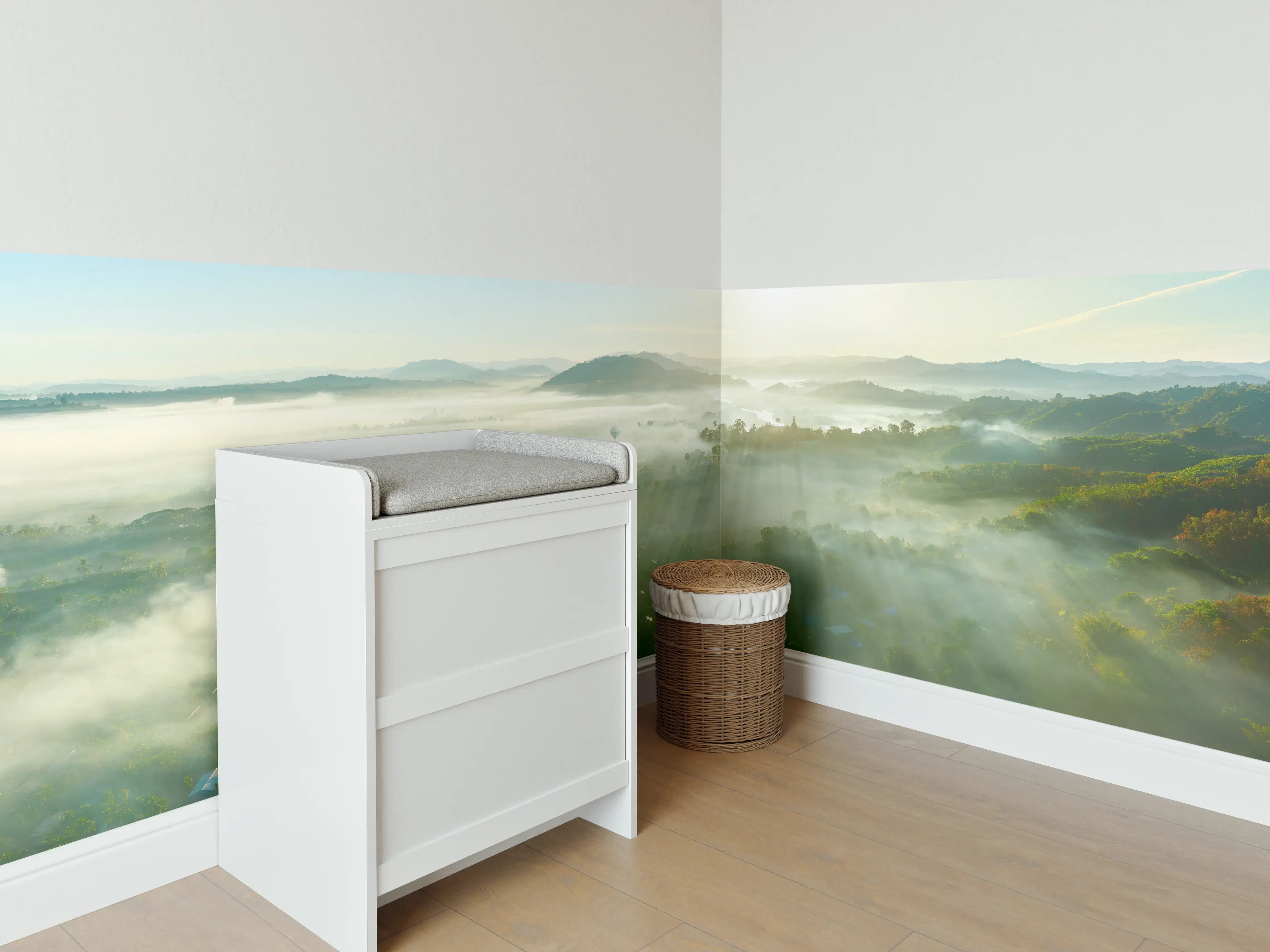Babyzimmer Wandgestaltung - Sonnenaufgang in den Bergen Myanmars