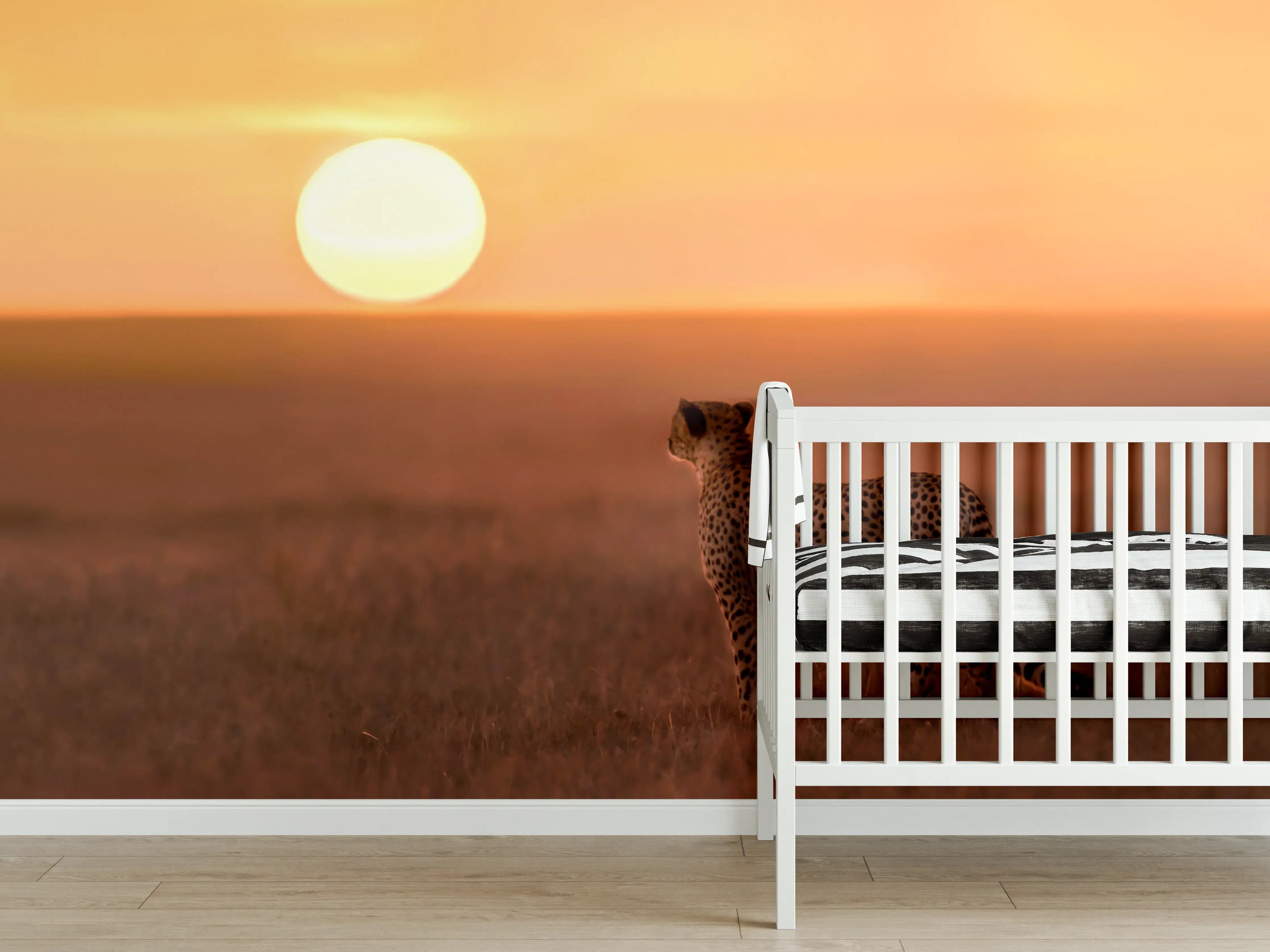 Babyzimmer Wandgestaltung - Sonnenaufgang in der Savanne - Afrika