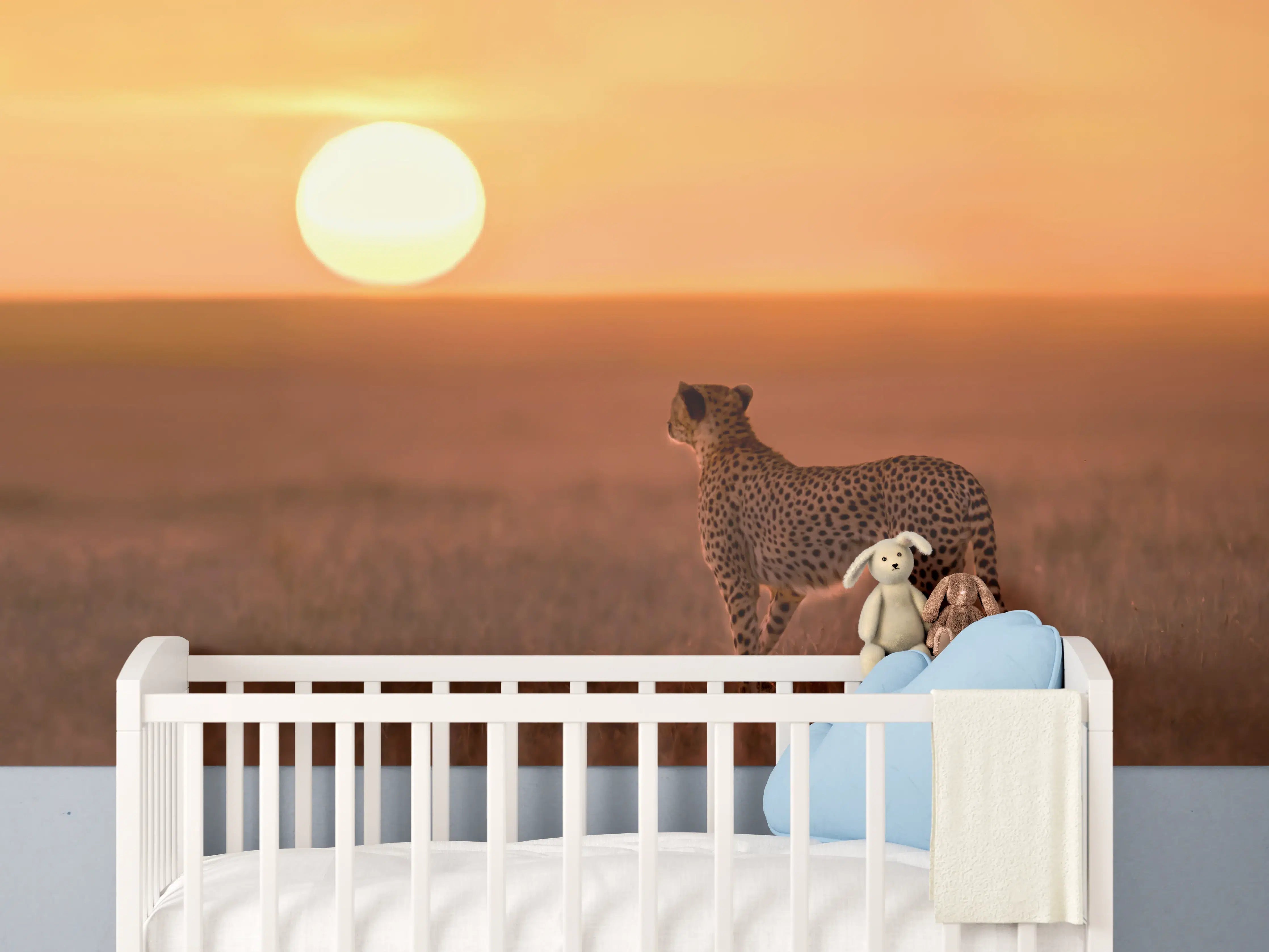Babyzimmer Wandgestaltung - Sonnenaufgang in der Savanne - Afrika