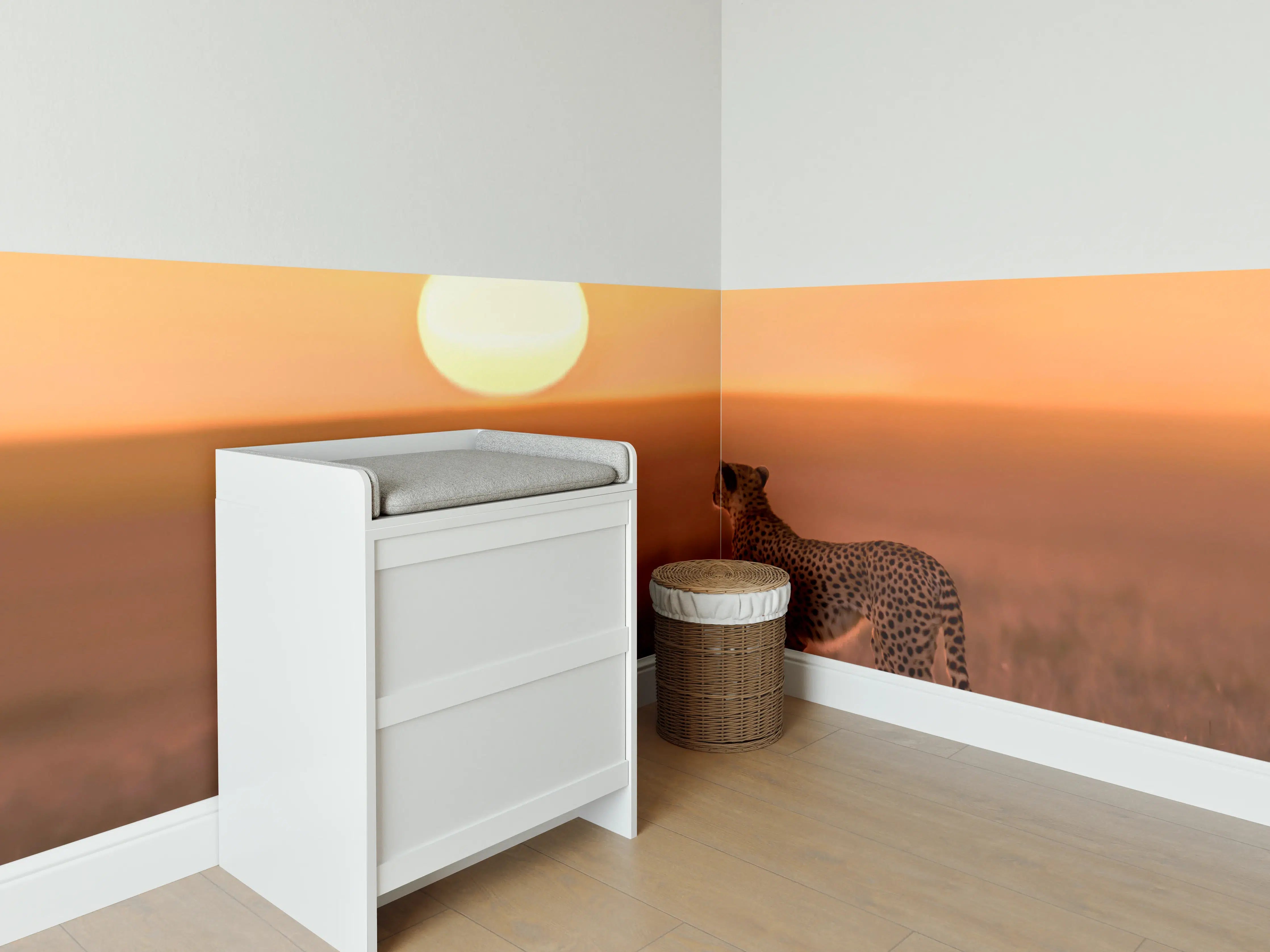 Babyzimmer Wandgestaltung - Sonnenaufgang in der Savanne - Afrika