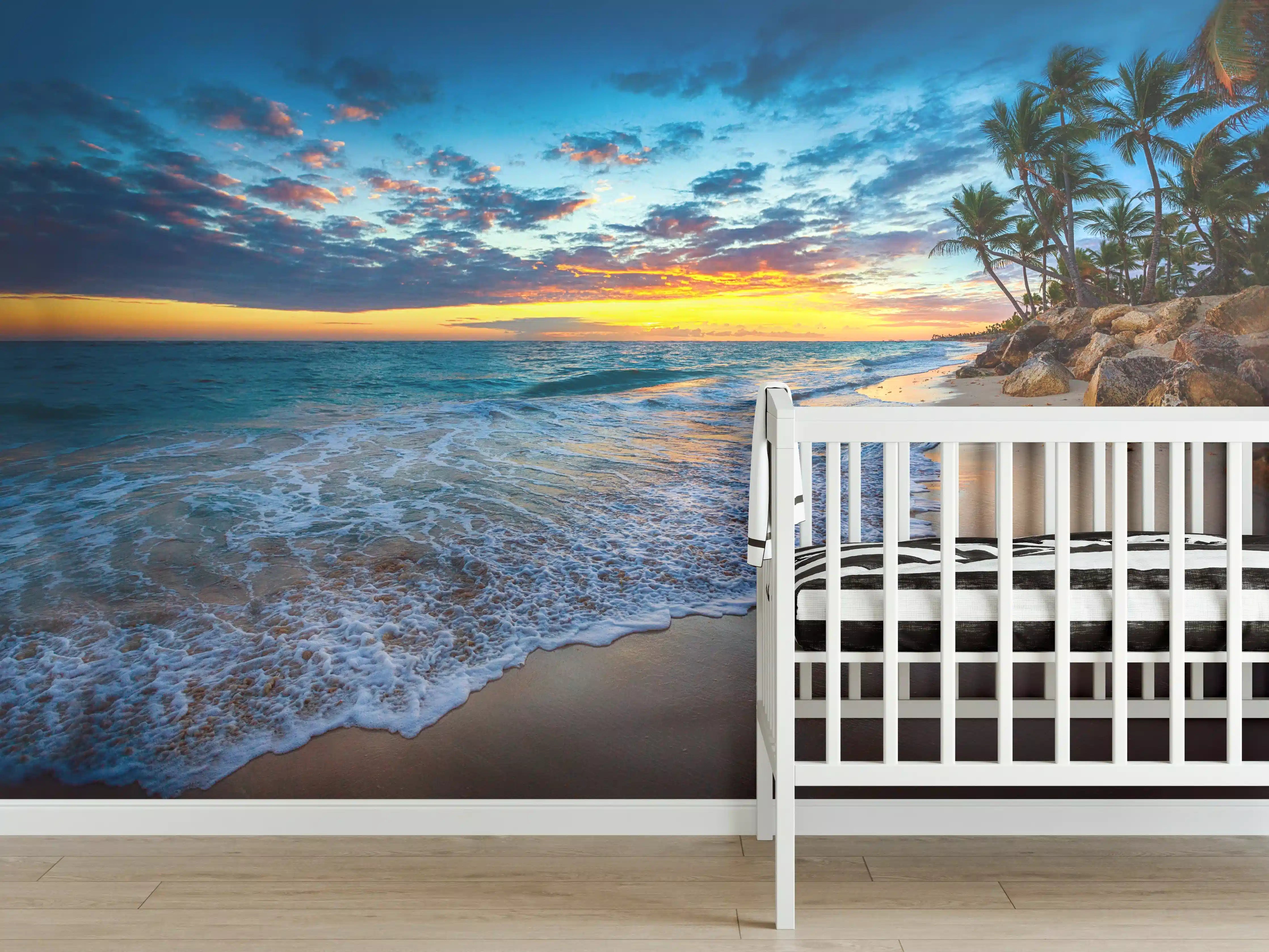 Babyzimmer Wandgestaltung - Sonnenaufgang über dem Strand