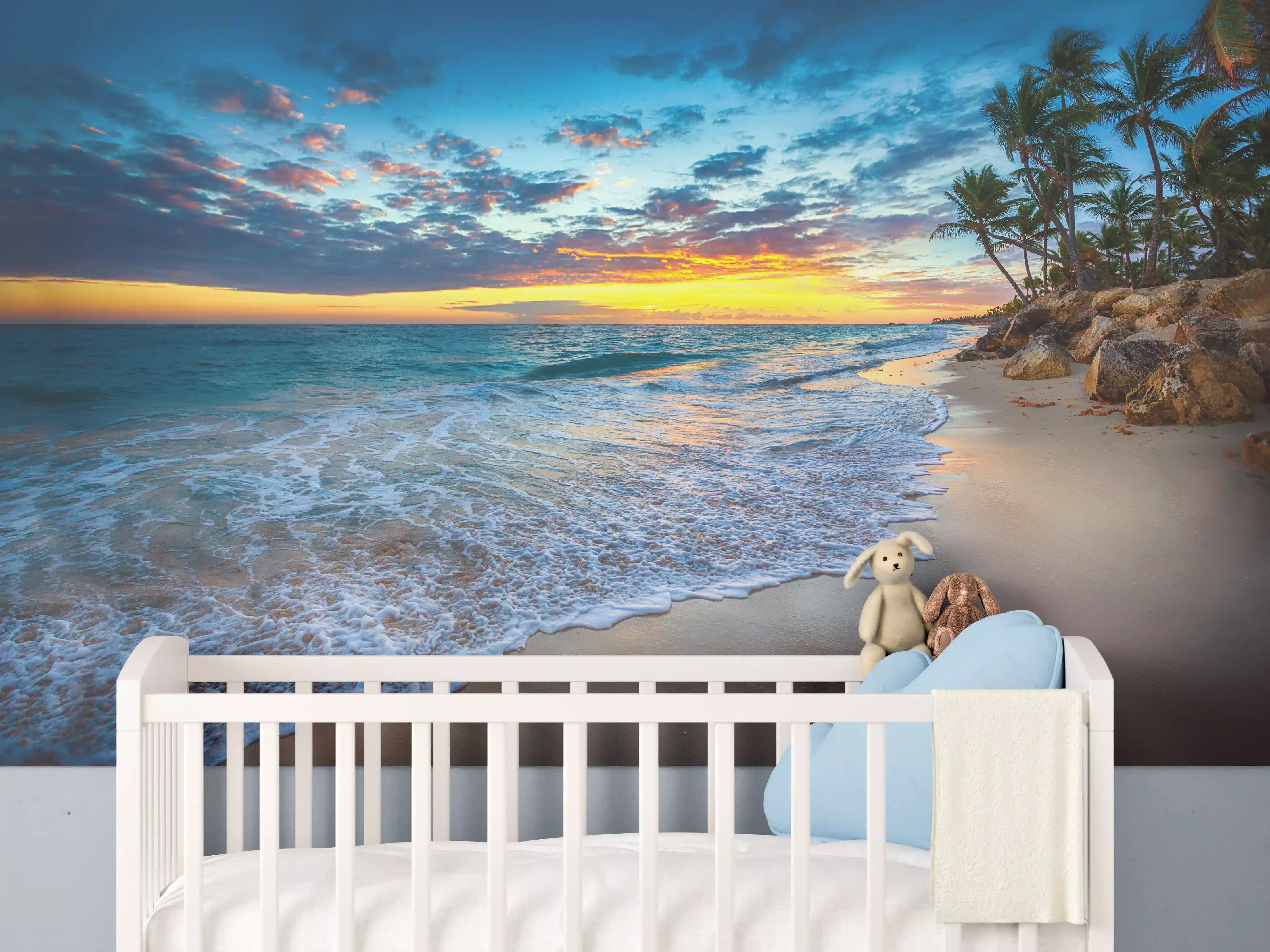 Babyzimmer Wandgestaltung - Sonnenaufgang über dem Strand
