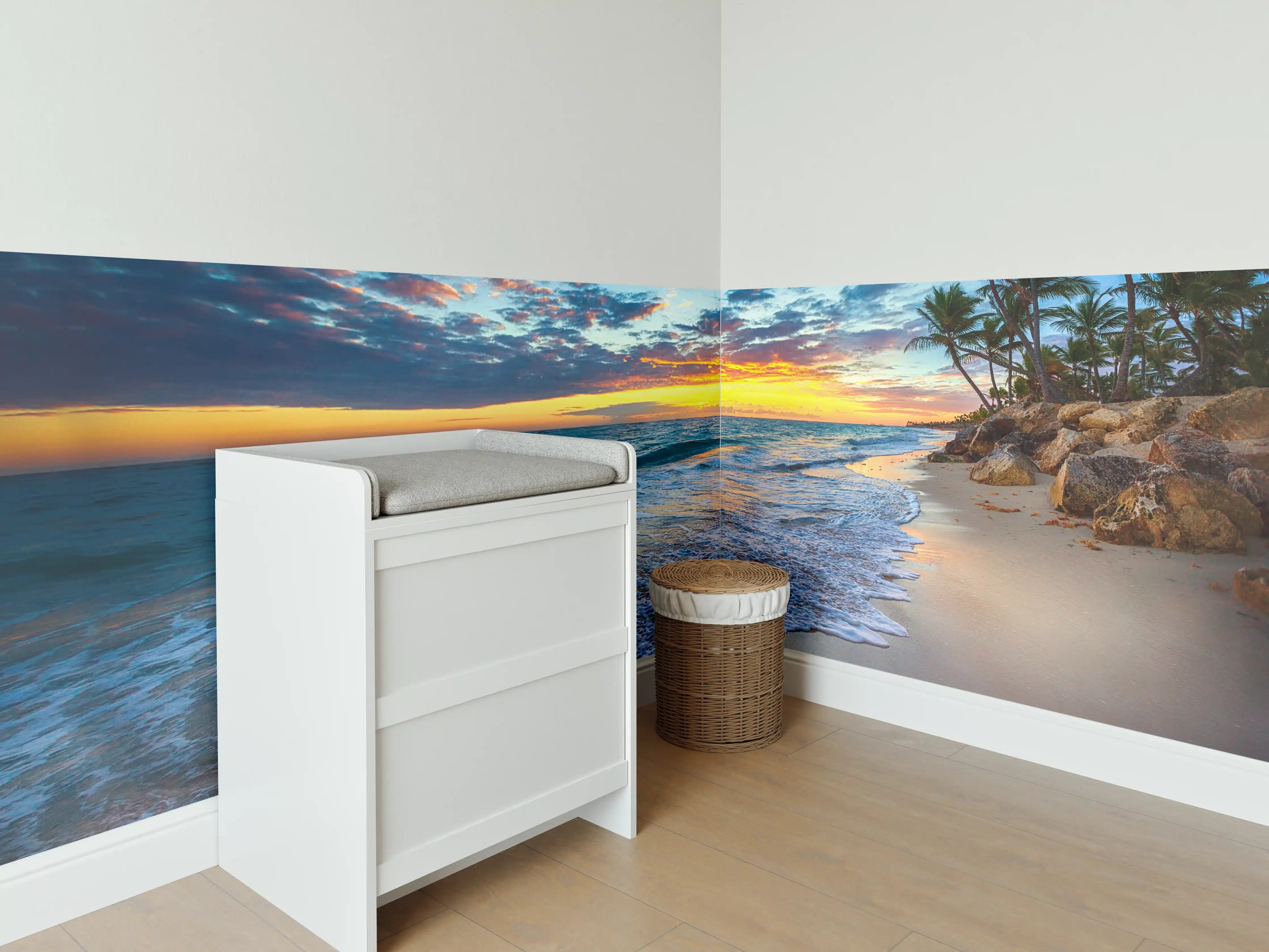 Babyzimmer Wandgestaltung - Sonnenaufgang über dem Strand