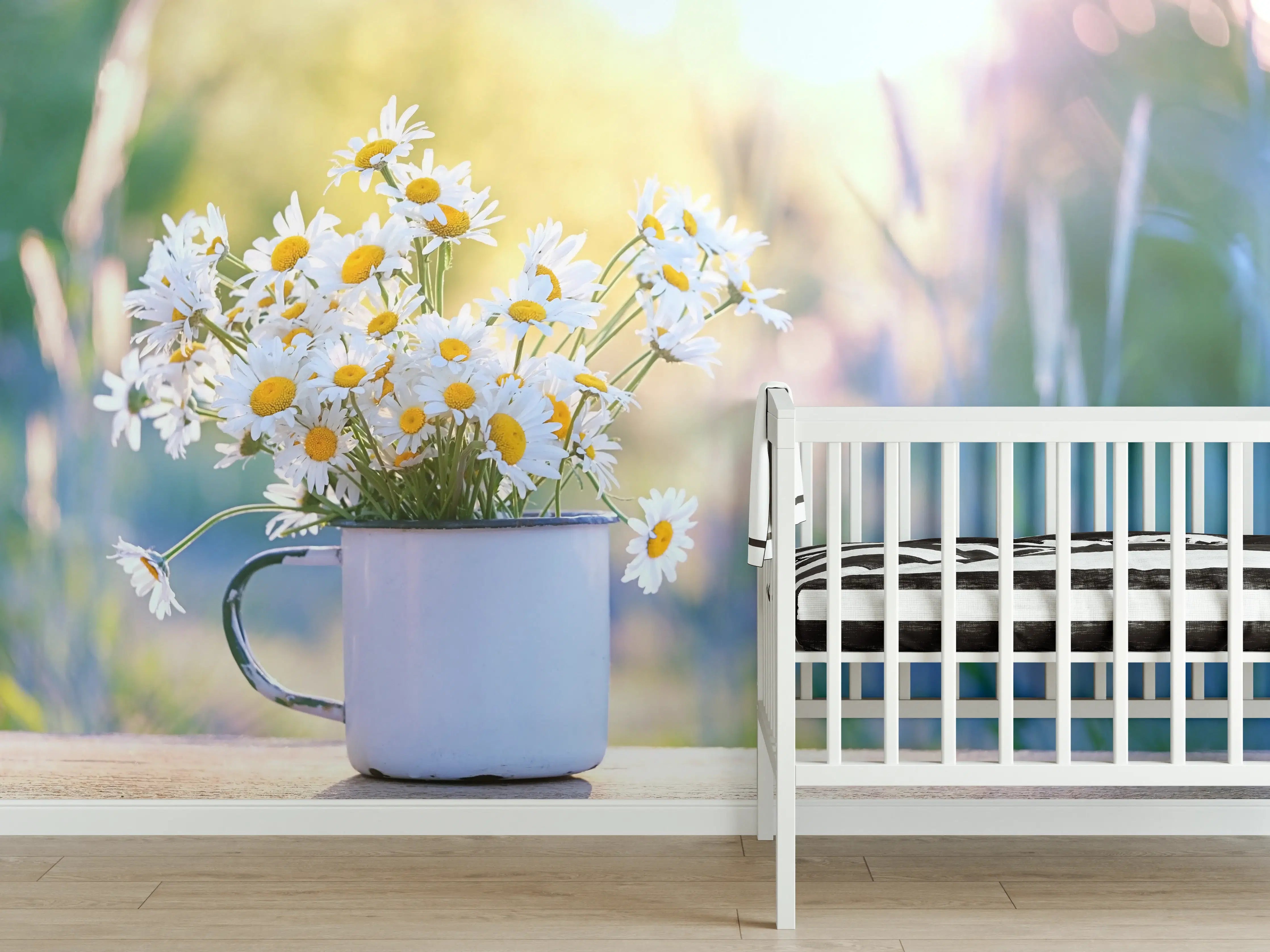Babyzimmer Wandgestaltung - Sonnenbeschienene Gänseblümchen