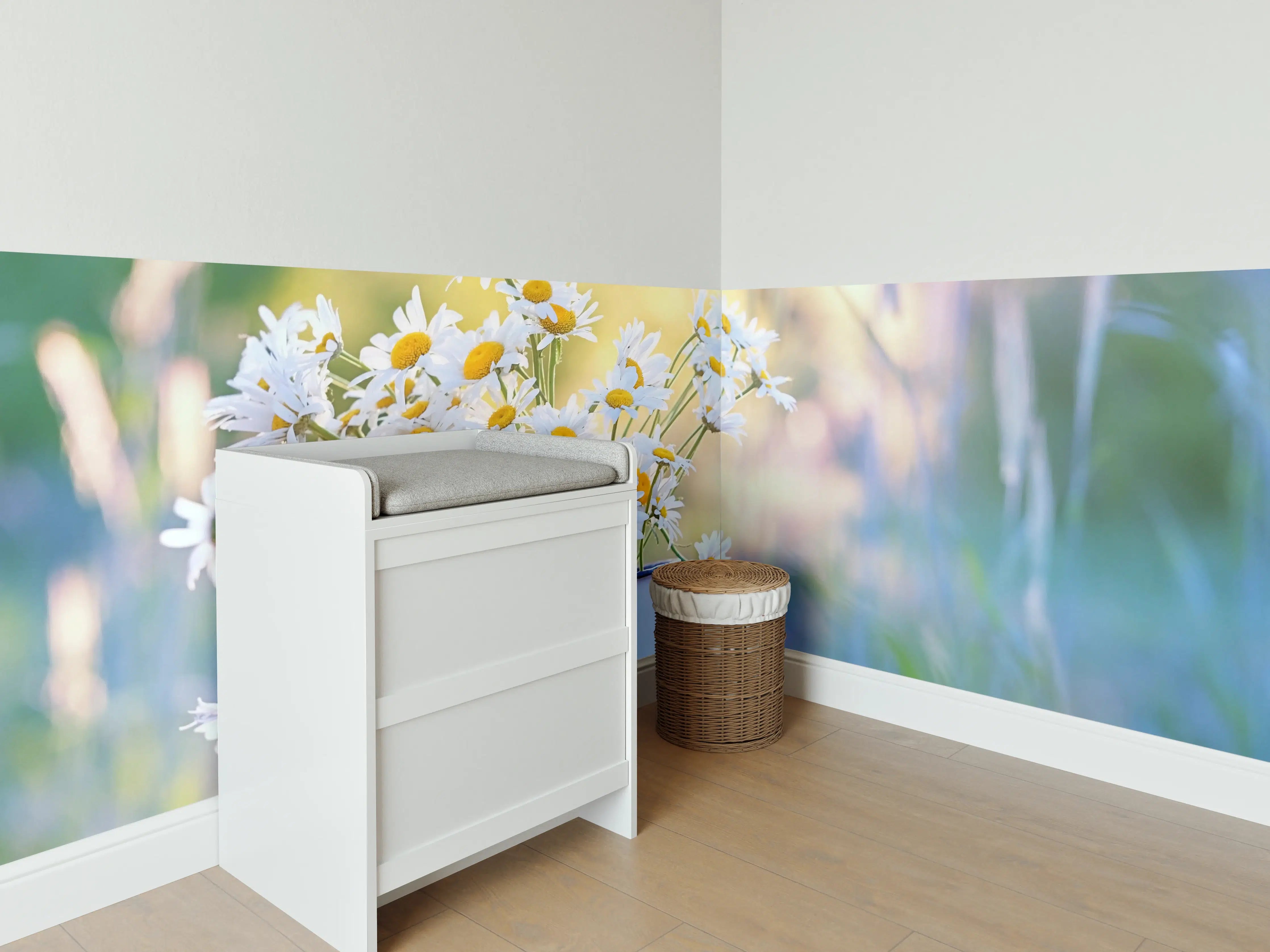 Babyzimmer Wandgestaltung - Sonnenbeschienene Gänseblümchen