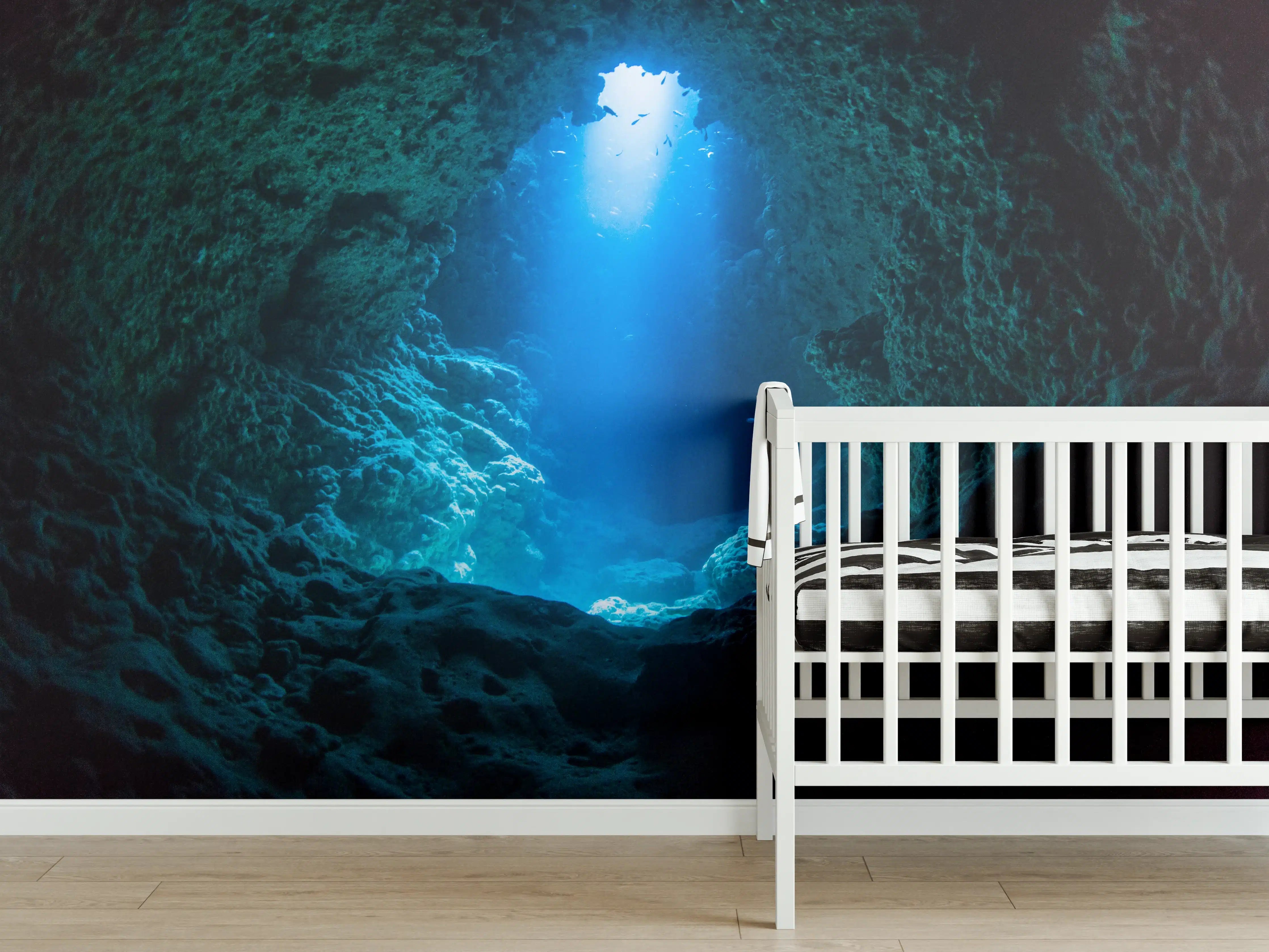 Babyzimmer Wandgestaltung - Sonnenstrahl in die Unterwasserhöhle