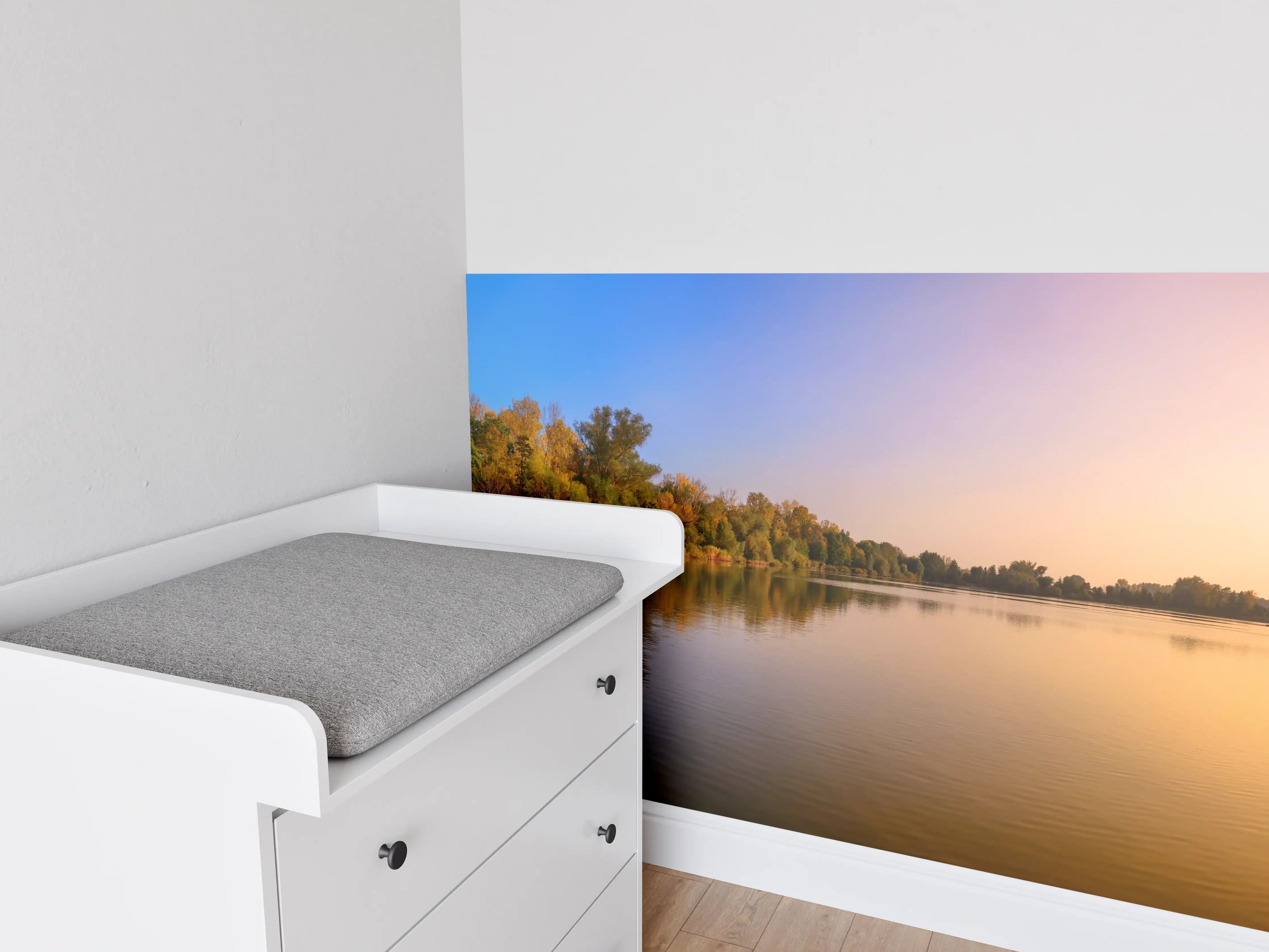 Babyzimmer Wandgestaltung - Sonnenuntergang am See