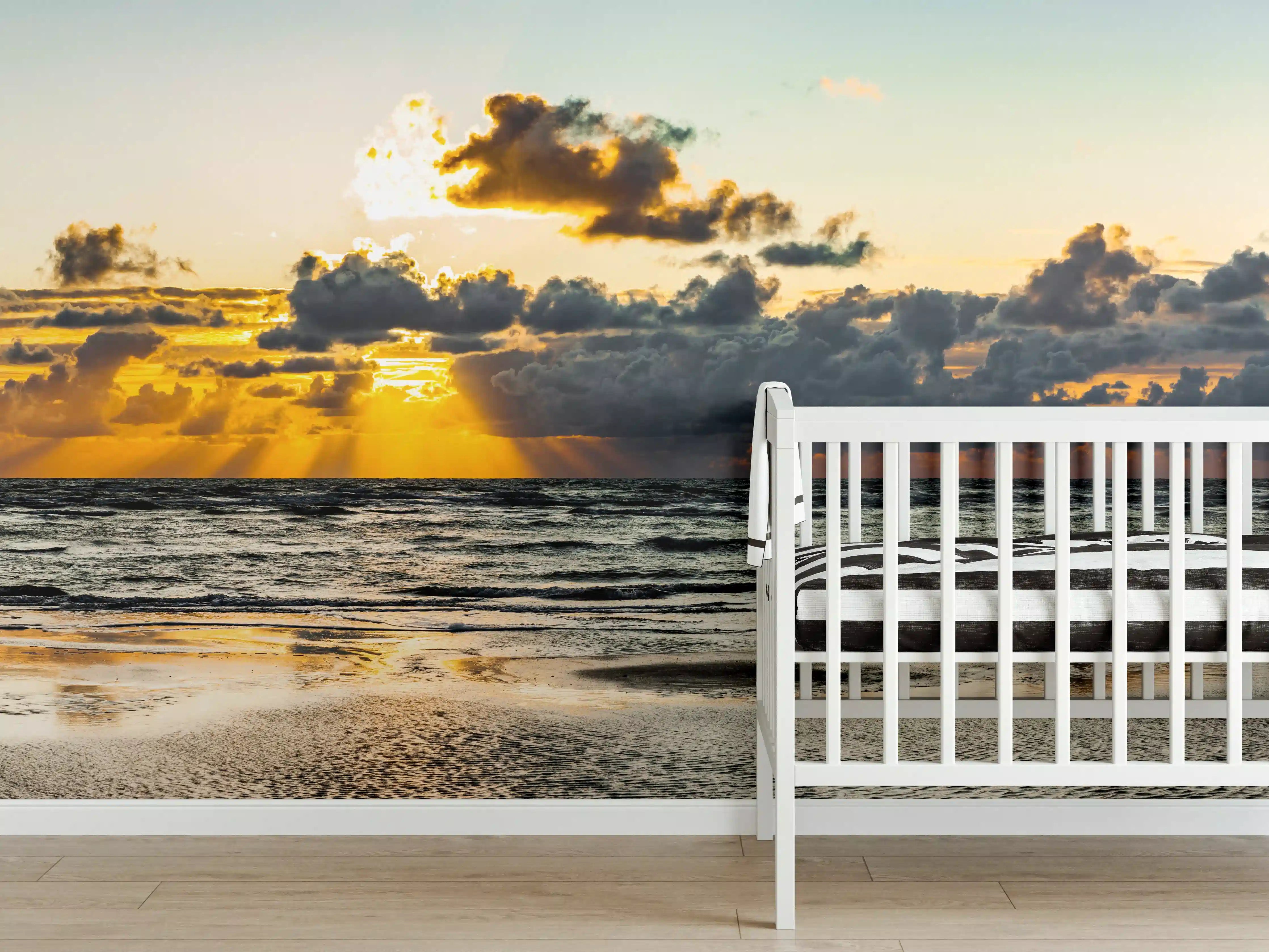 Babyzimmer Wandgestaltung - Sonnenuntergang am ruhigen Meer