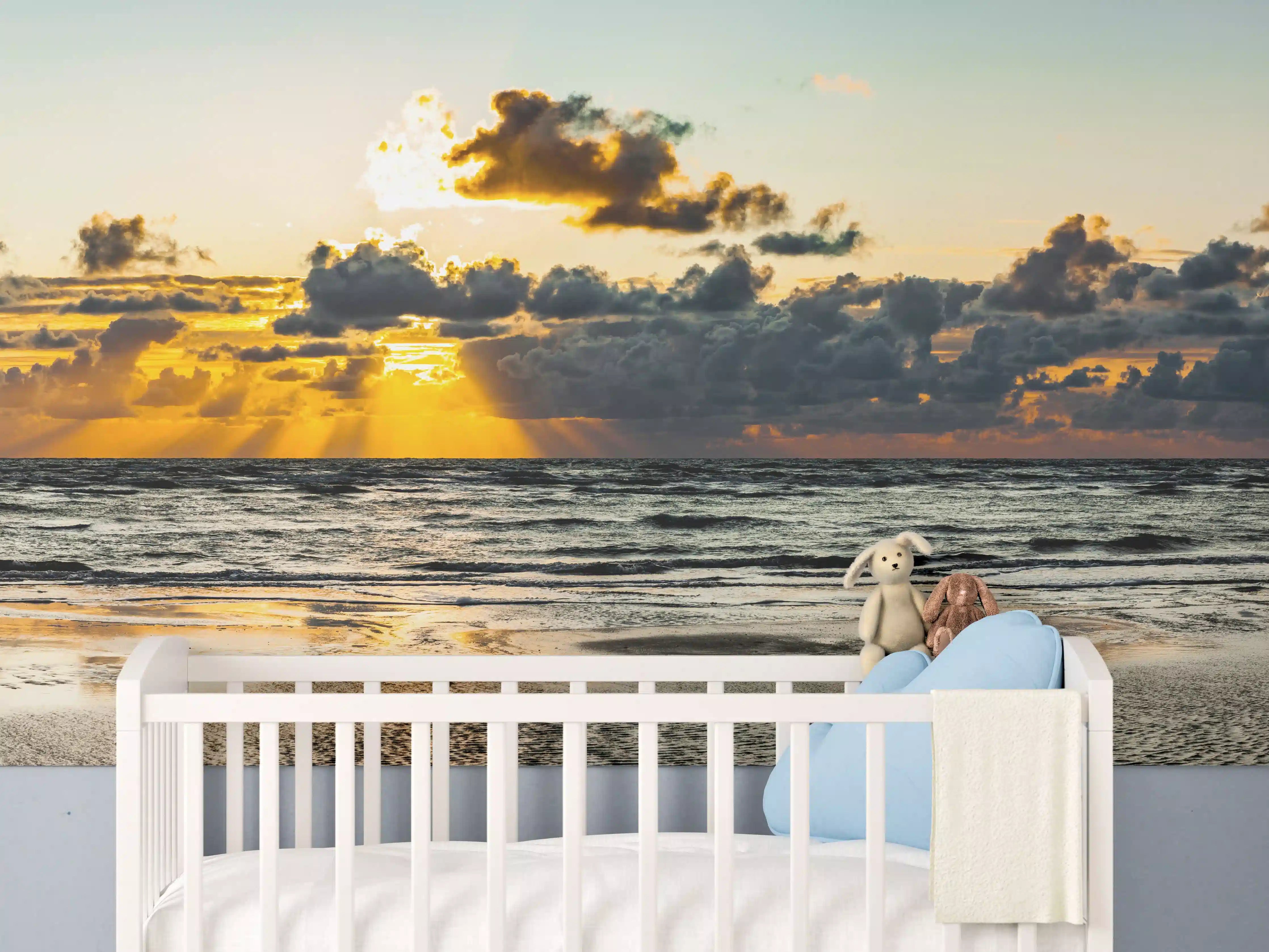 Babyzimmer Wandgestaltung - Sonnenuntergang am ruhigen Meer