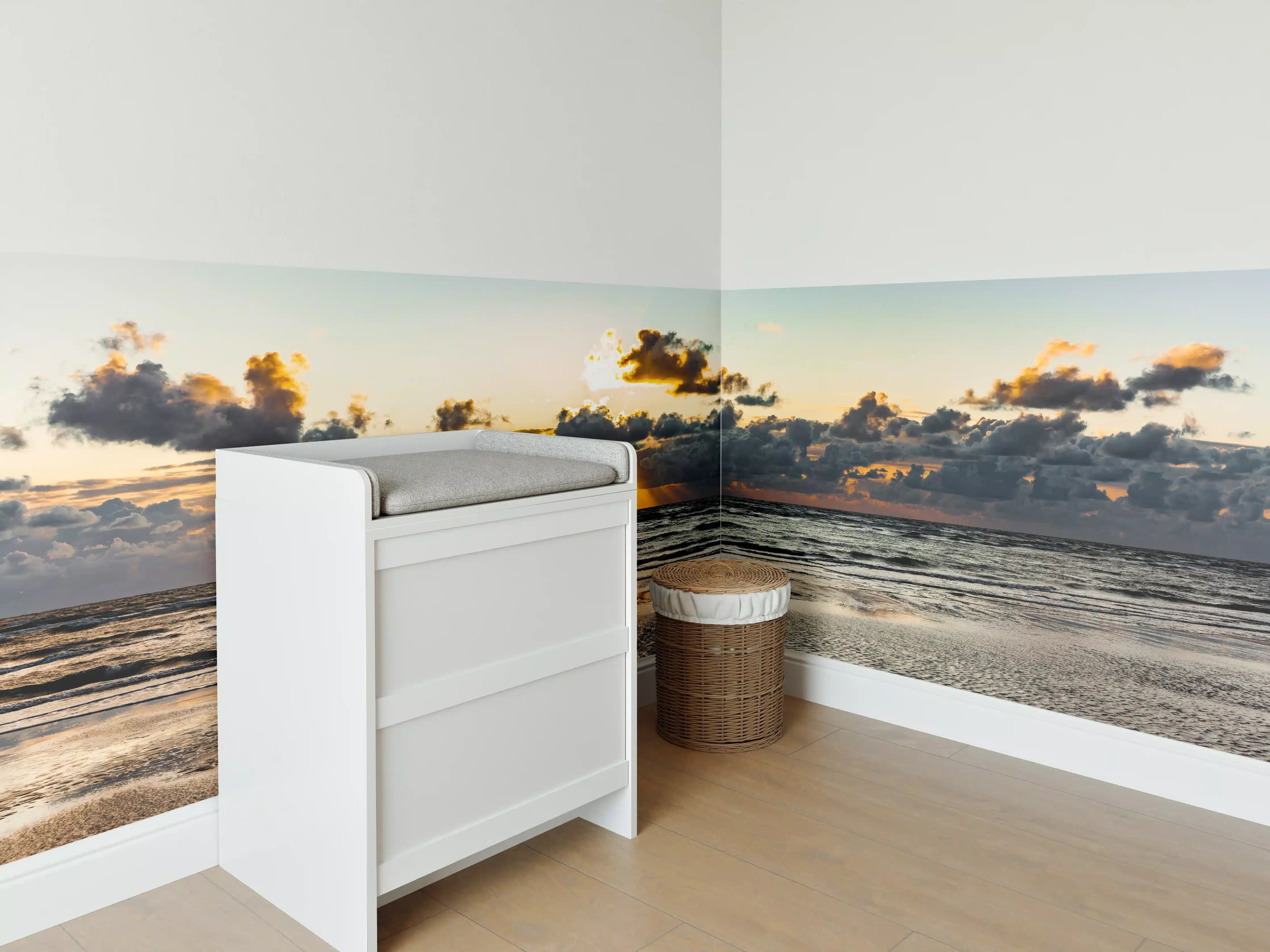Babyzimmer Wandgestaltung - Sonnenuntergang am ruhigen Meer