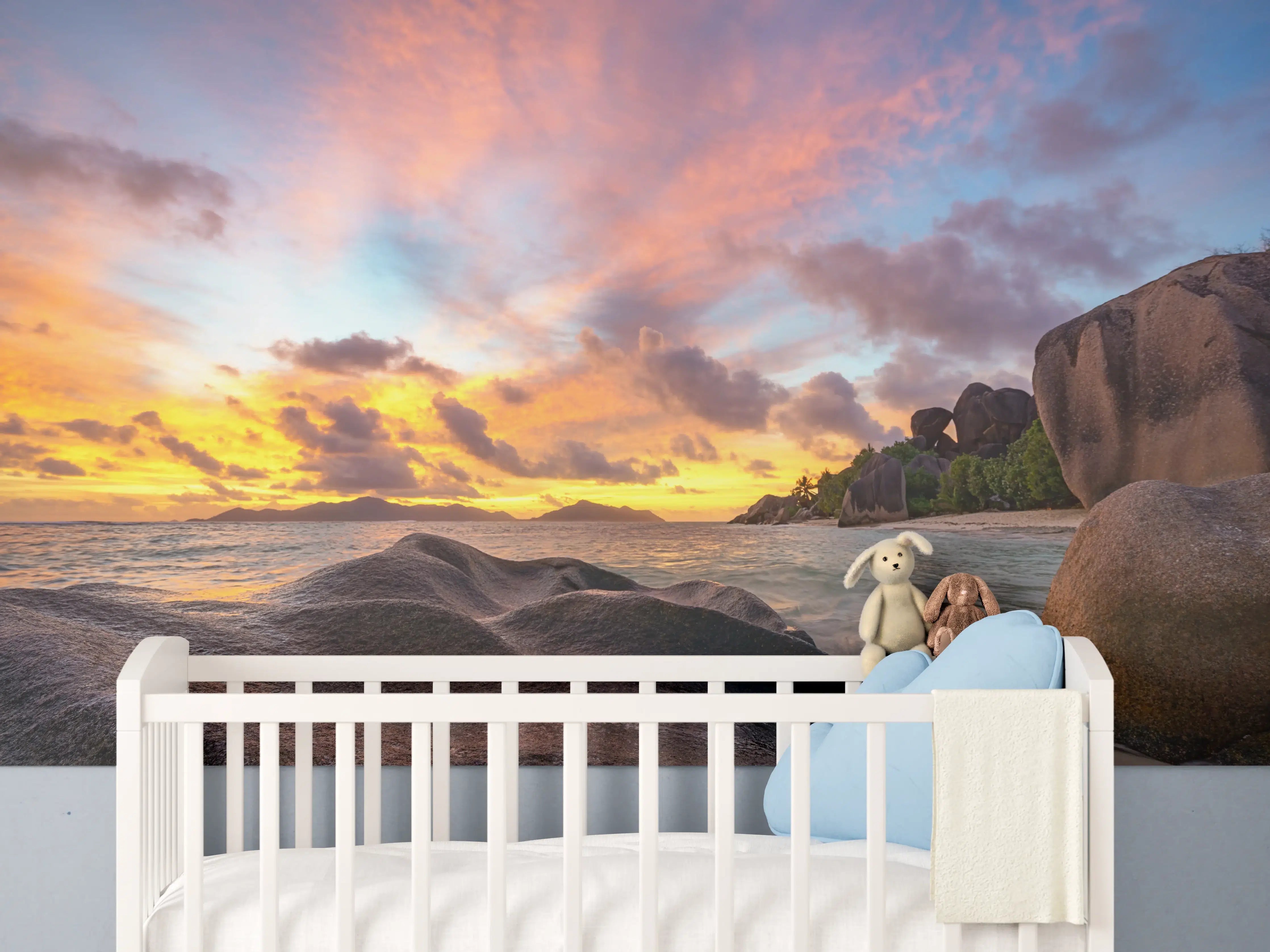 Babyzimmer Wandgestaltung - Sonnenuntergang am tropischen Strand