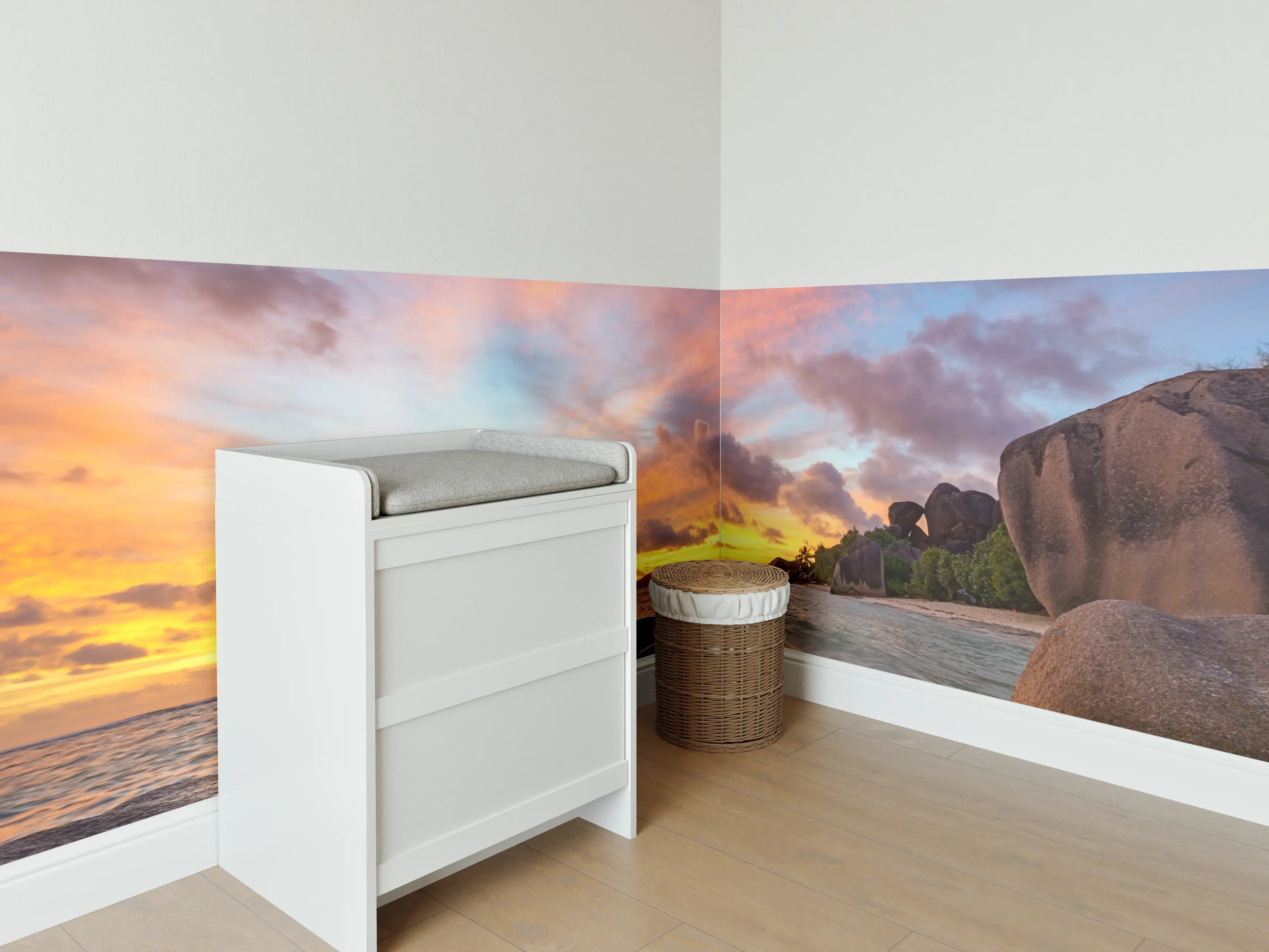 Babyzimmer Wandgestaltung - Sonnenuntergang am tropischen Strand