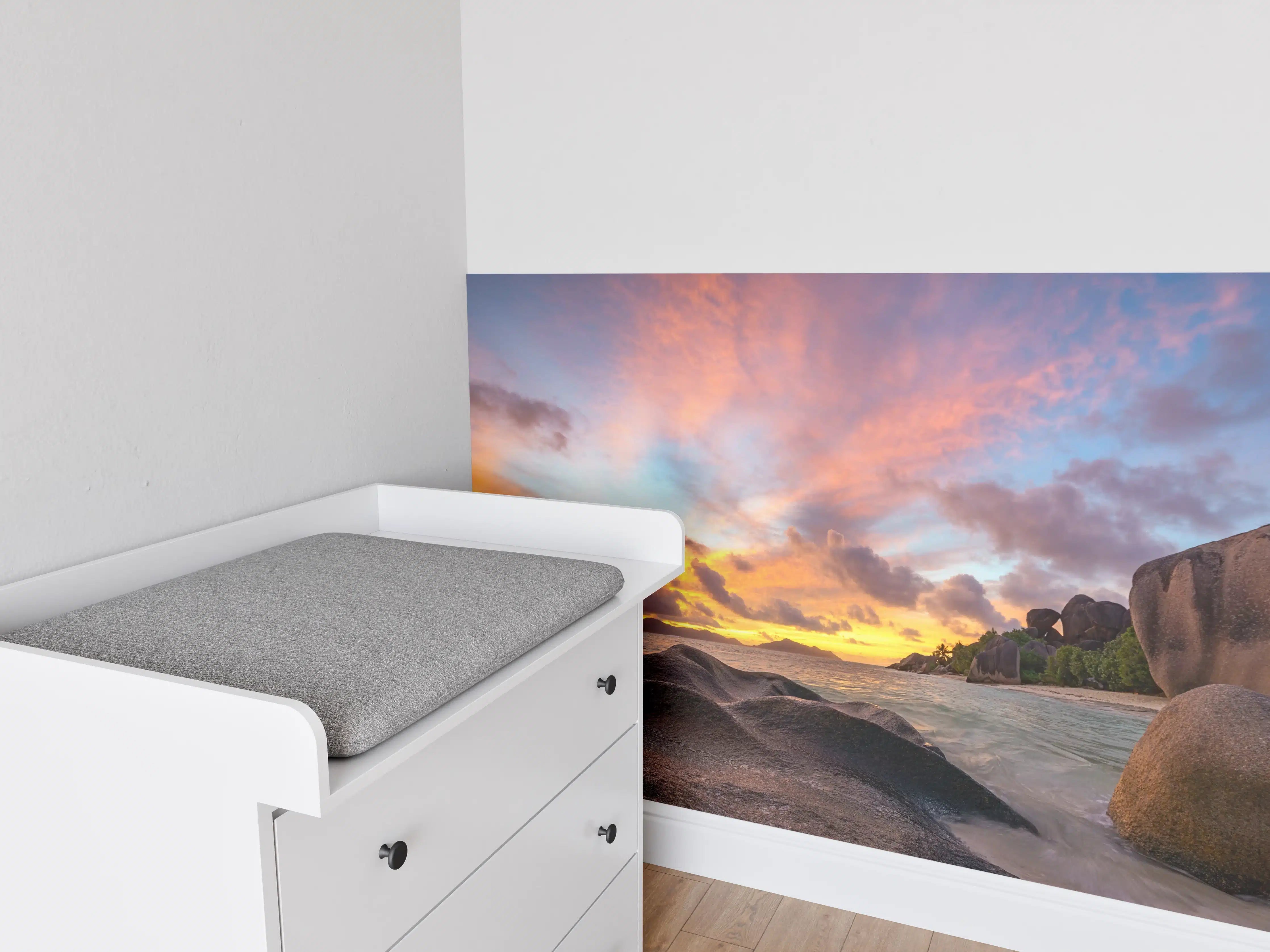Babyzimmer Wandgestaltung - Sonnenuntergang am tropischen Strand