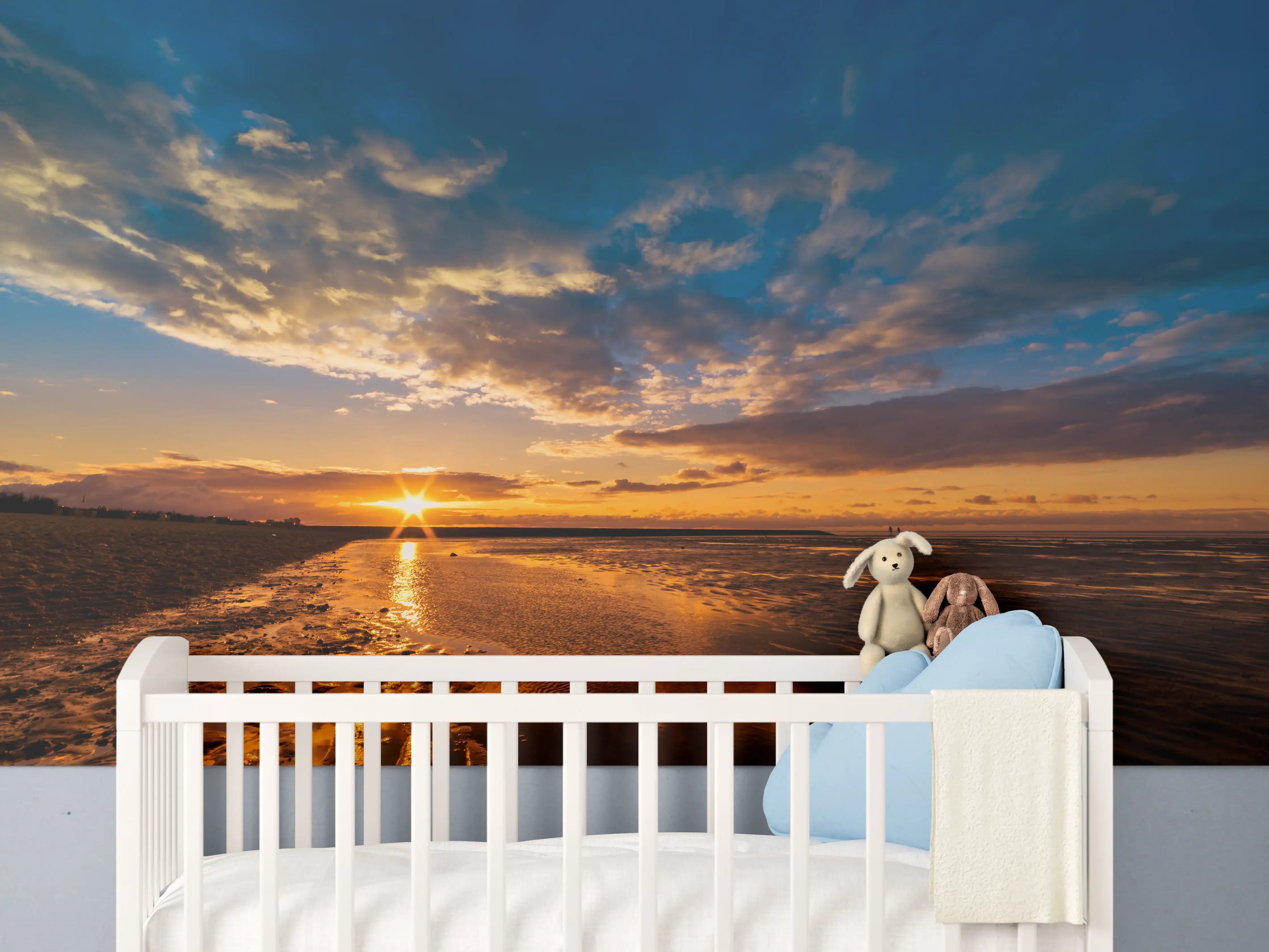 Babyzimmer Wandgestaltung - Sonnenuntergang an der Nordsee