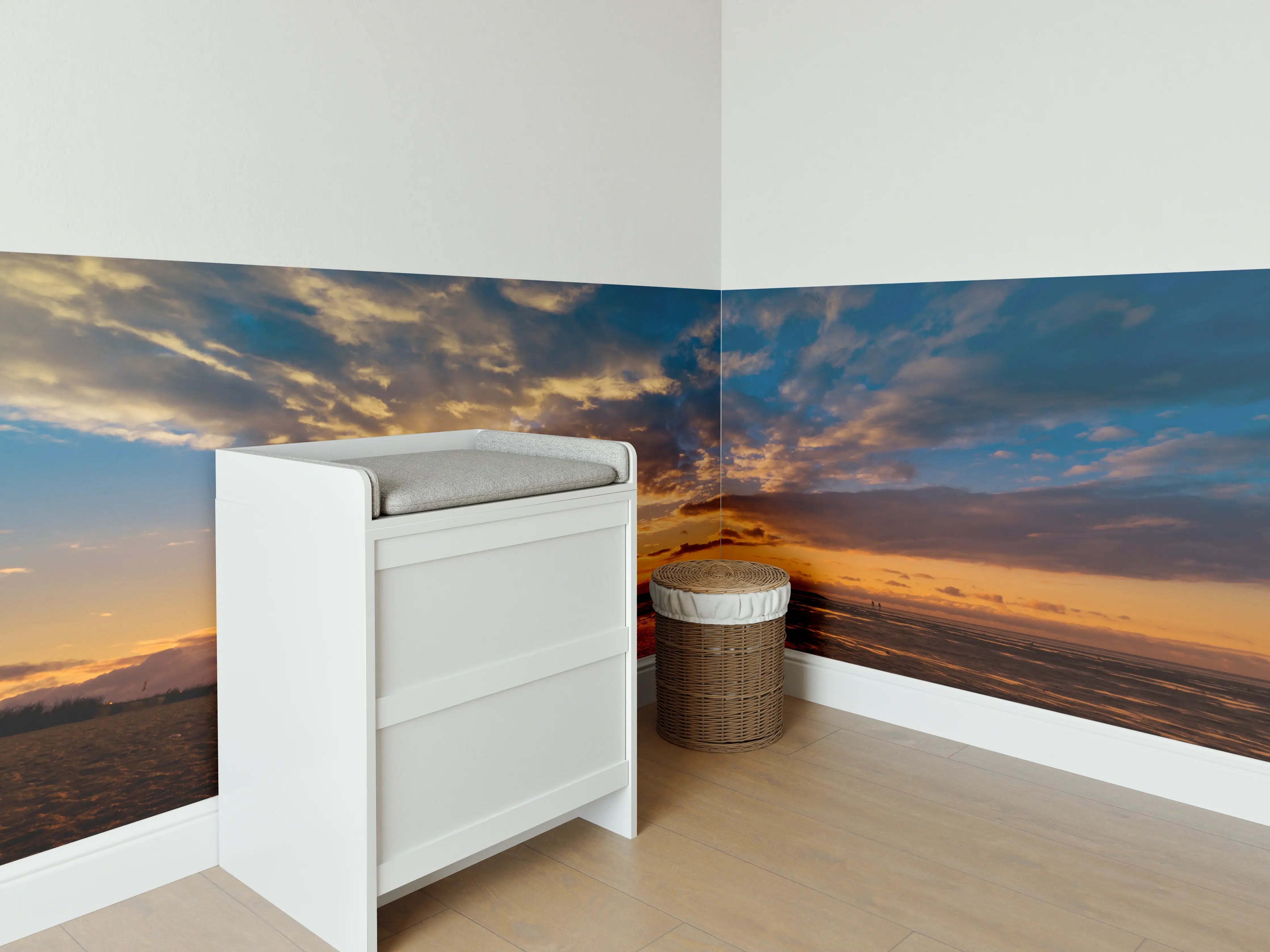 Babyzimmer Wandgestaltung - Sonnenuntergang an der Nordsee