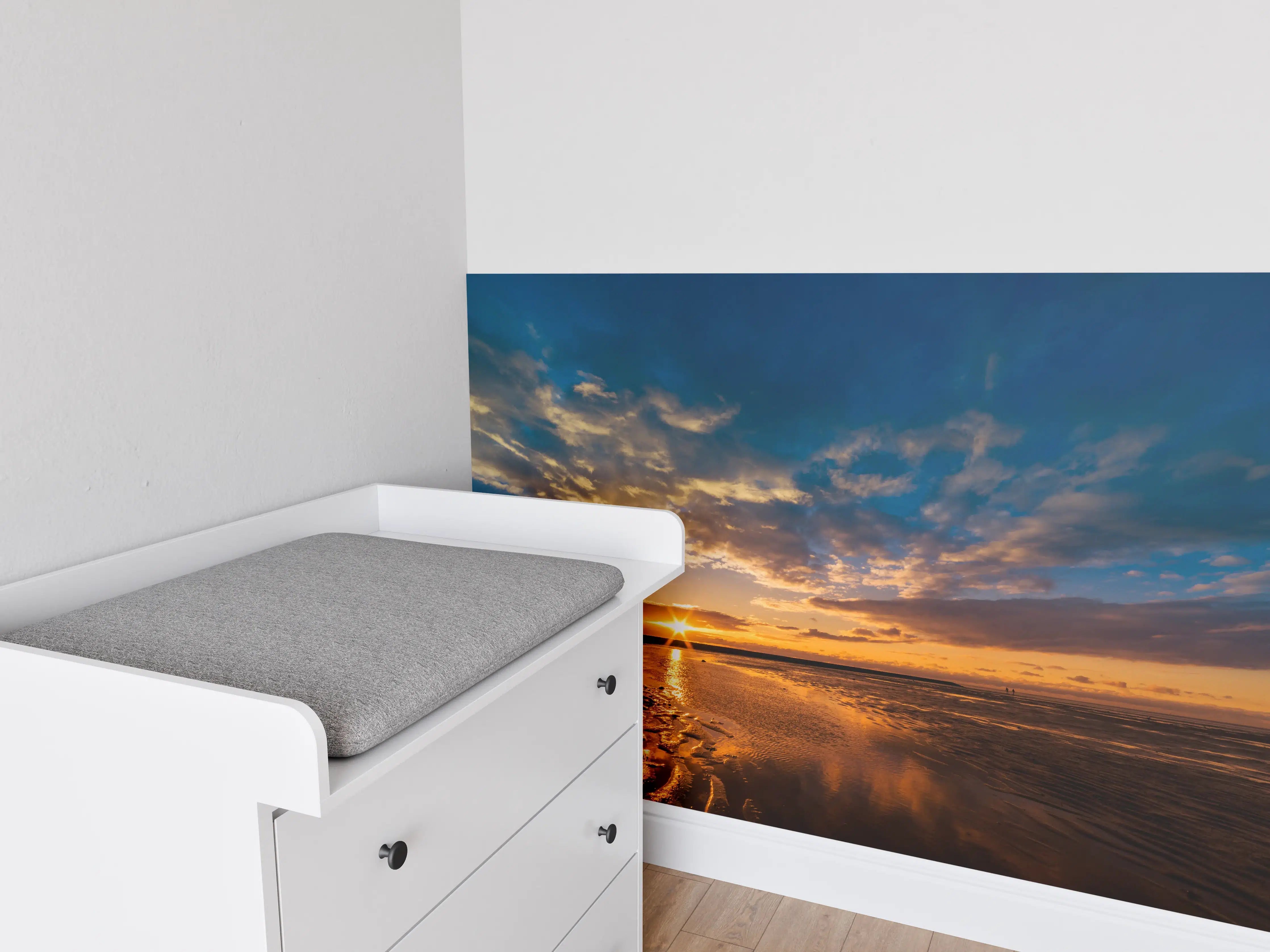 Babyzimmer Wandgestaltung - Sonnenuntergang an der Nordsee