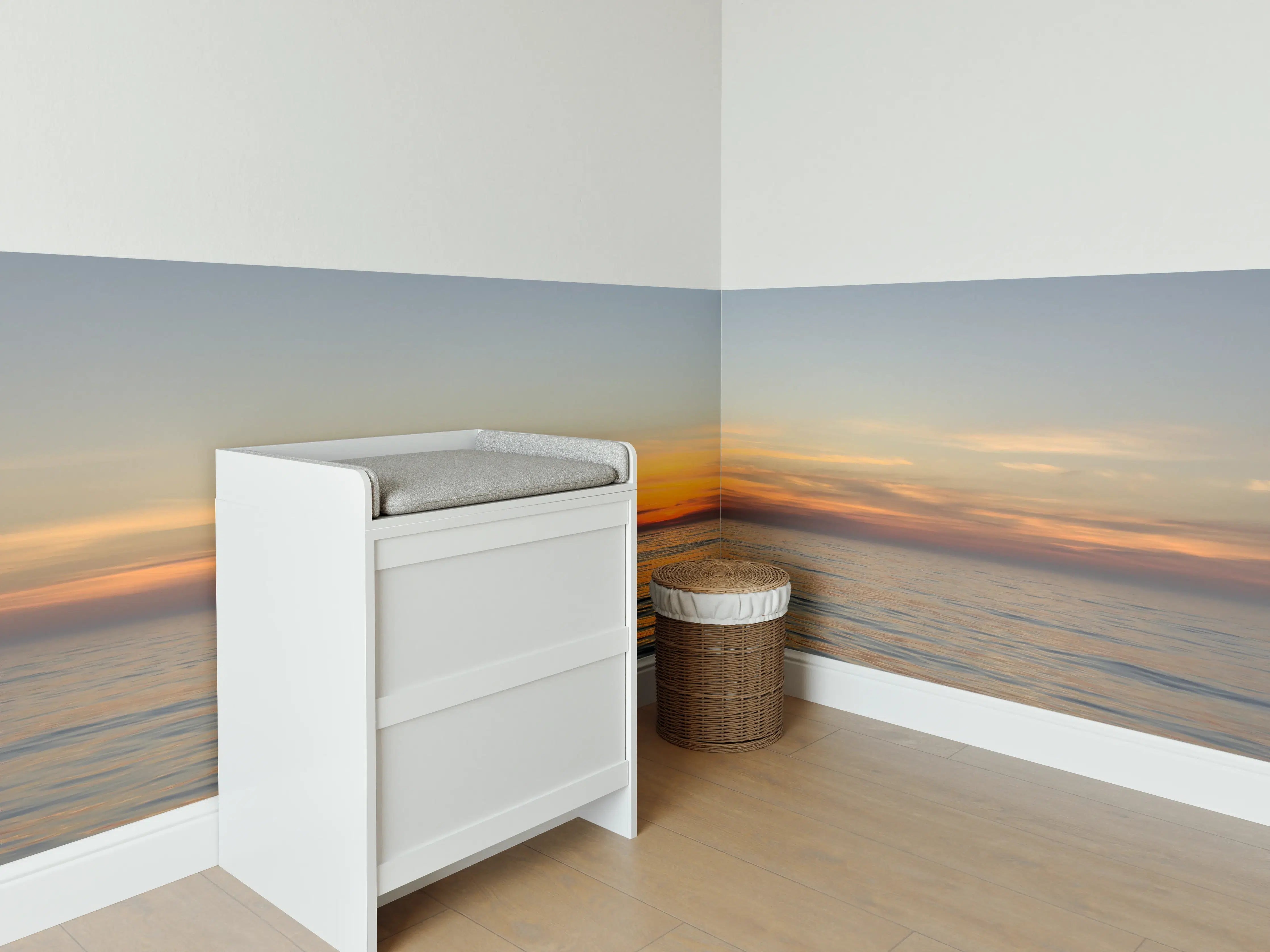 Babyzimmer Wandgestaltung - Sonnenuntergang über ruhigem Meer