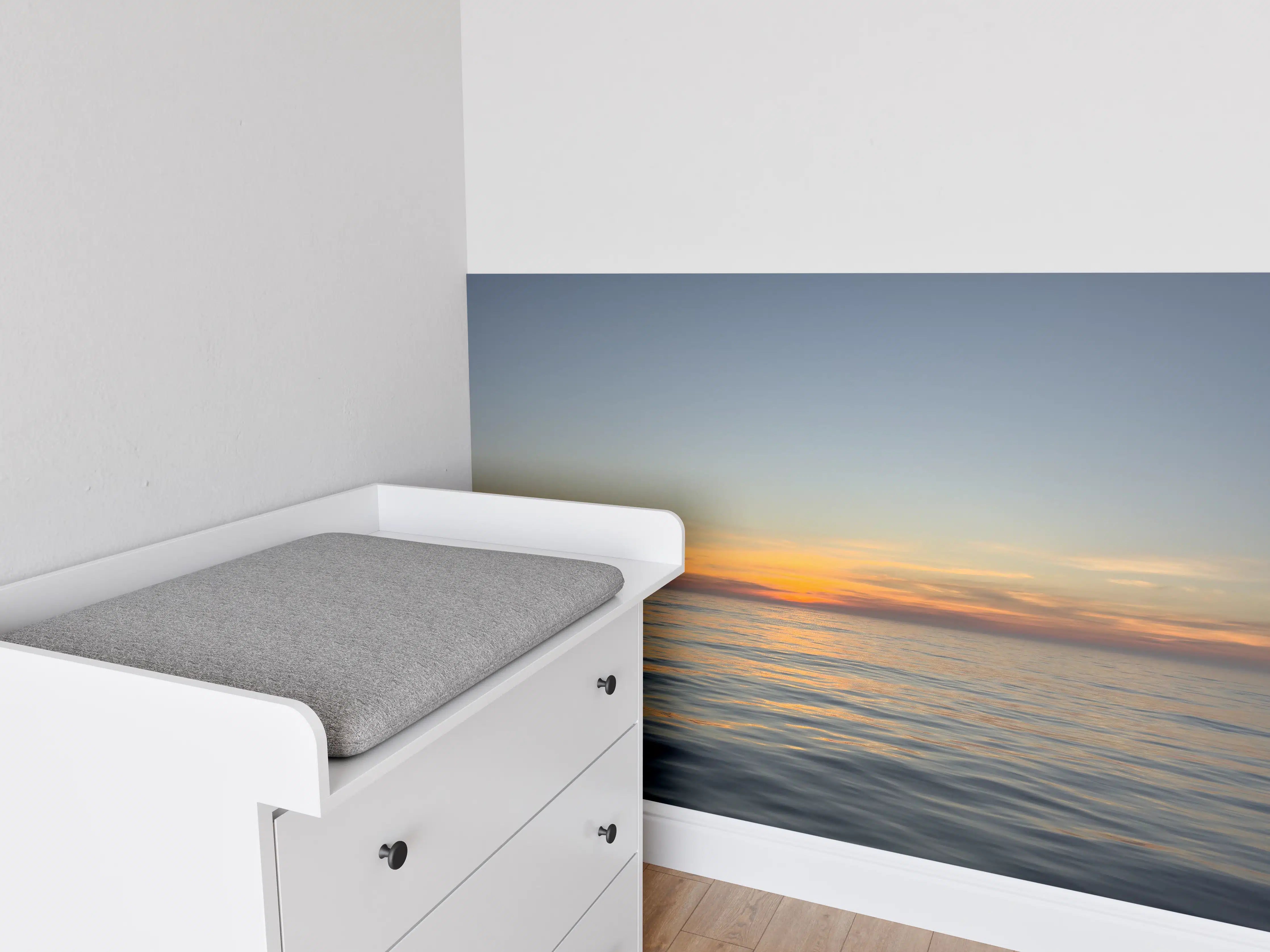 Babyzimmer Wandgestaltung - Sonnenuntergang über ruhigem Meer