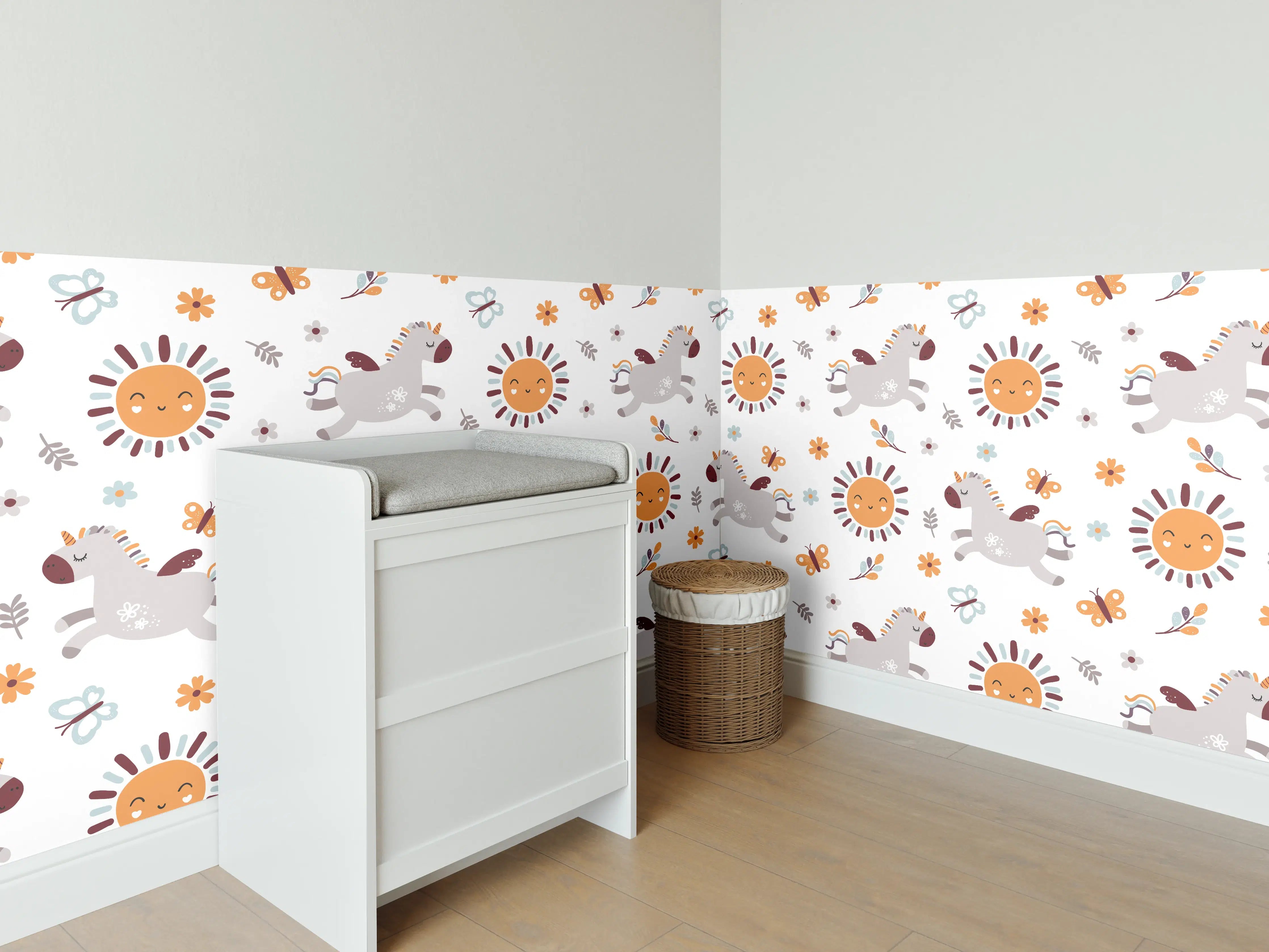 Babyzimmer Wandgestaltung - Sonnige Drachen und Blumen im Kinderzimmer