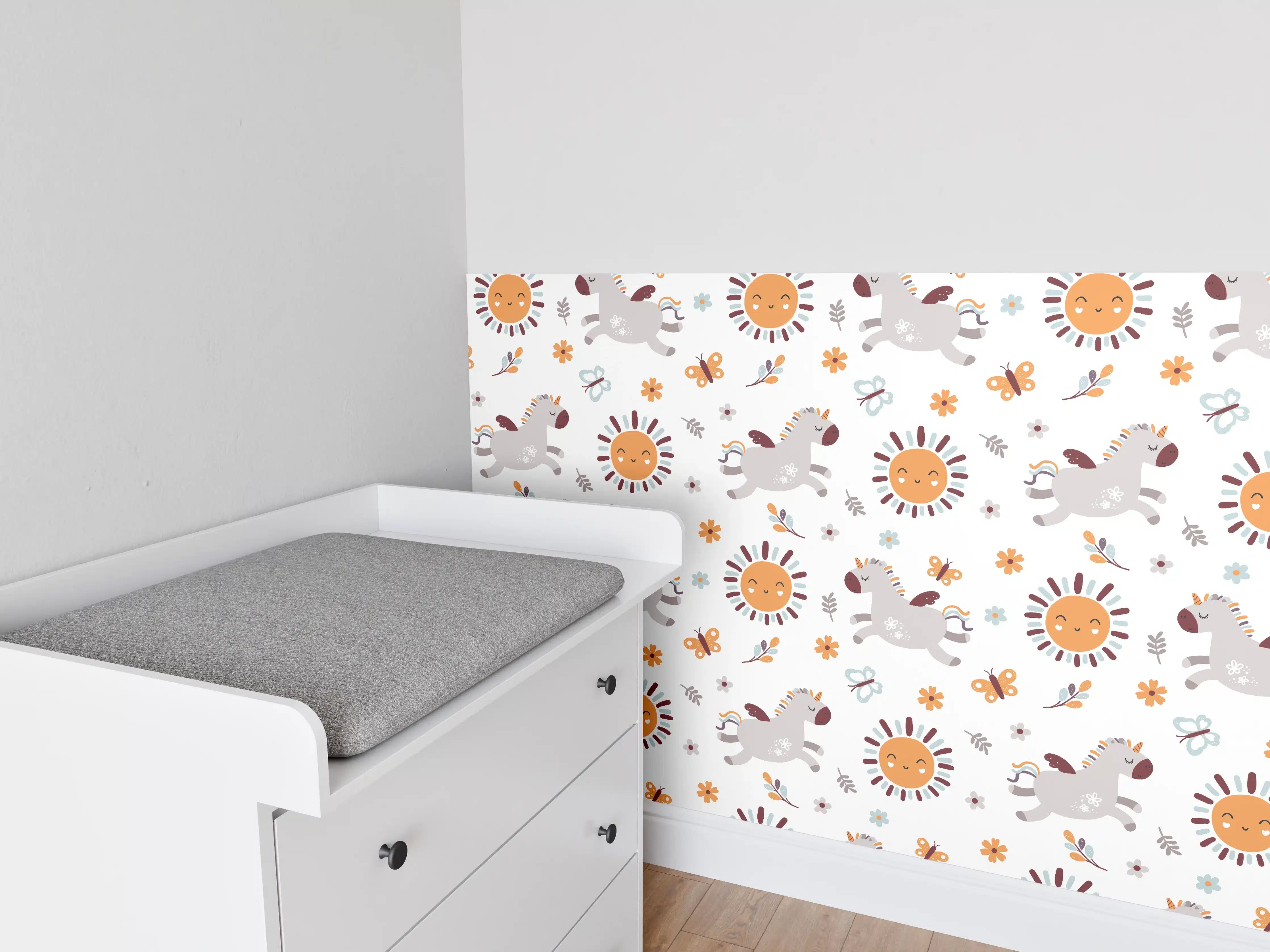 Babyzimmer Wandgestaltung - Sonnige Drachen und Blumen im Kinderzimmer