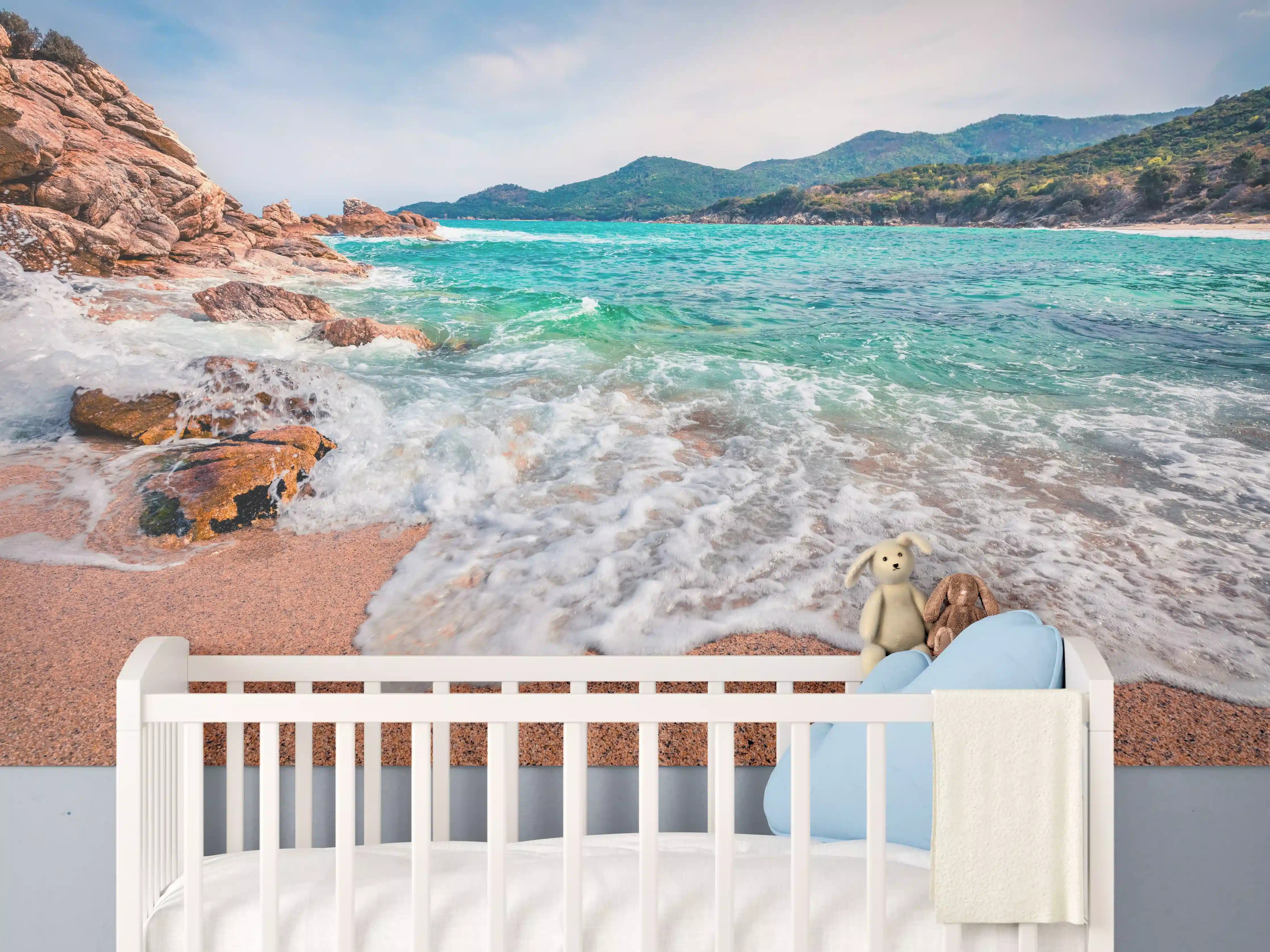 Babyzimmer Wandgestaltung - Sonnige Meereslandschaft in der Ägäis