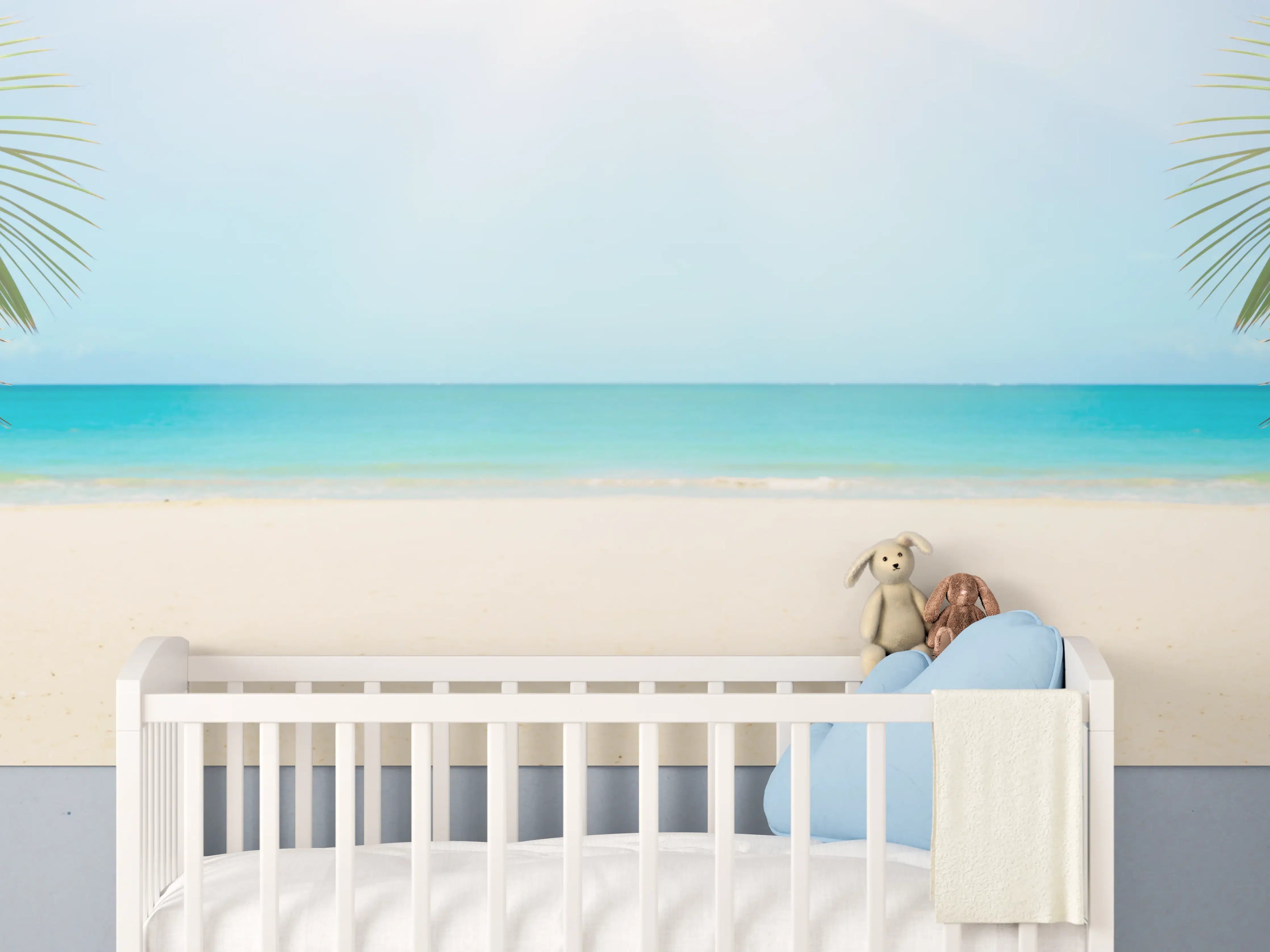 Babyzimmer Wandgestaltung - Sonniges tropisches Strandpanorama