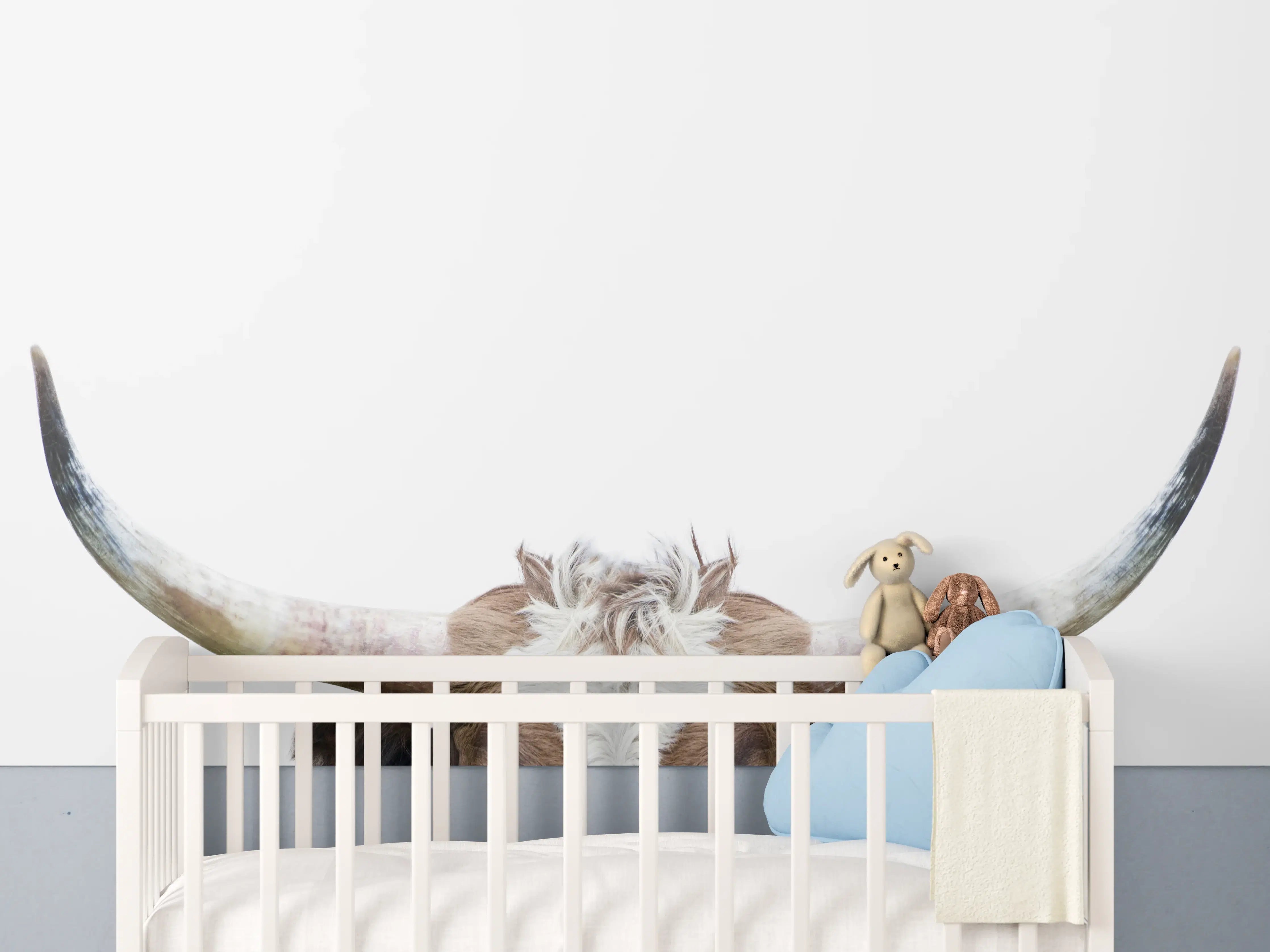 Babyzimmer Wandgestaltung - Spähende Longhorn-Kuh