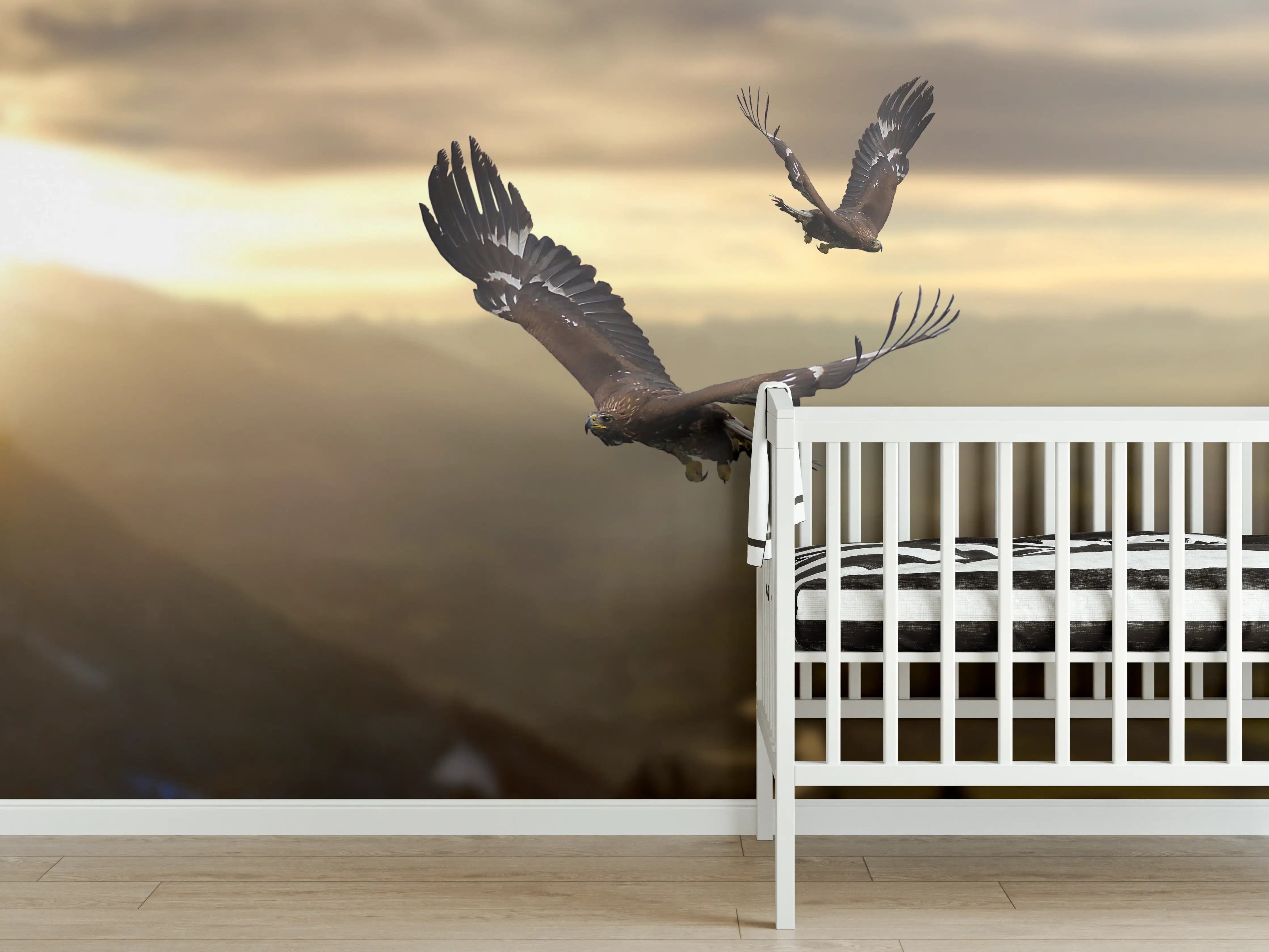 Babyzimmer Wandgestaltung - Steinadler an den Alpen