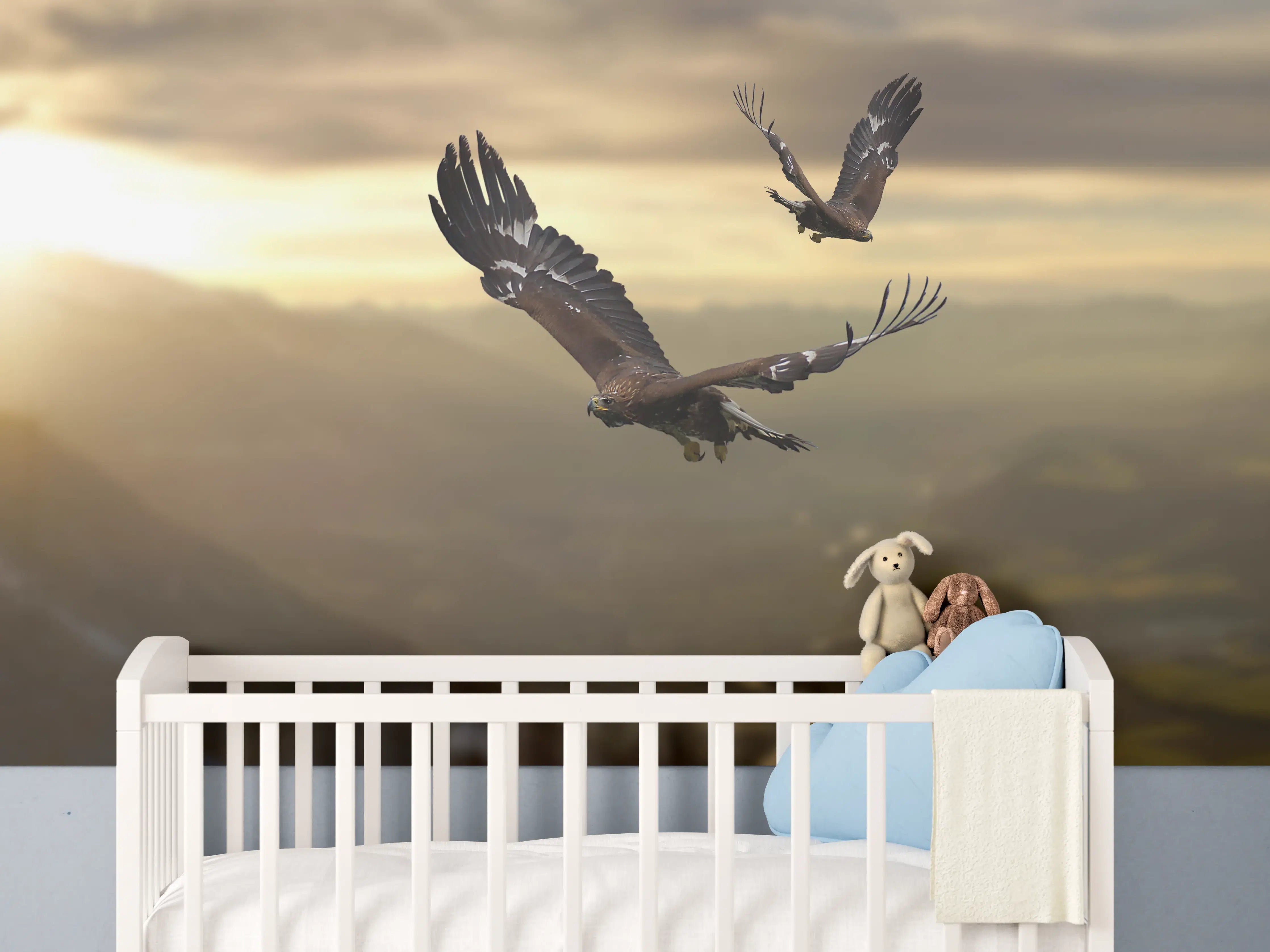 Babyzimmer Wandgestaltung - Steinadler an den Alpen