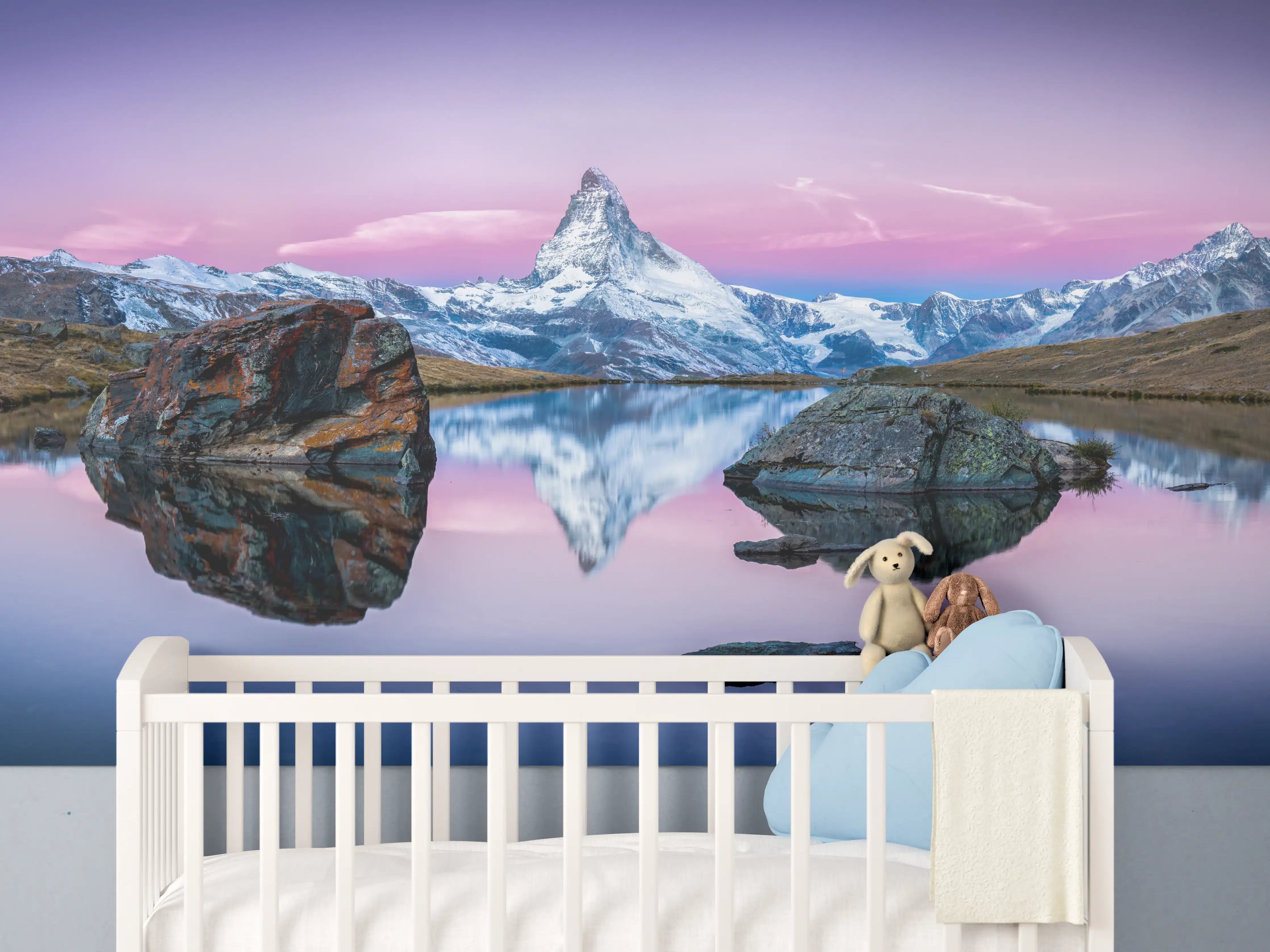 Babyzimmer Wandgestaltung - Stellisee in Schweiz - Matterhorn Panorama