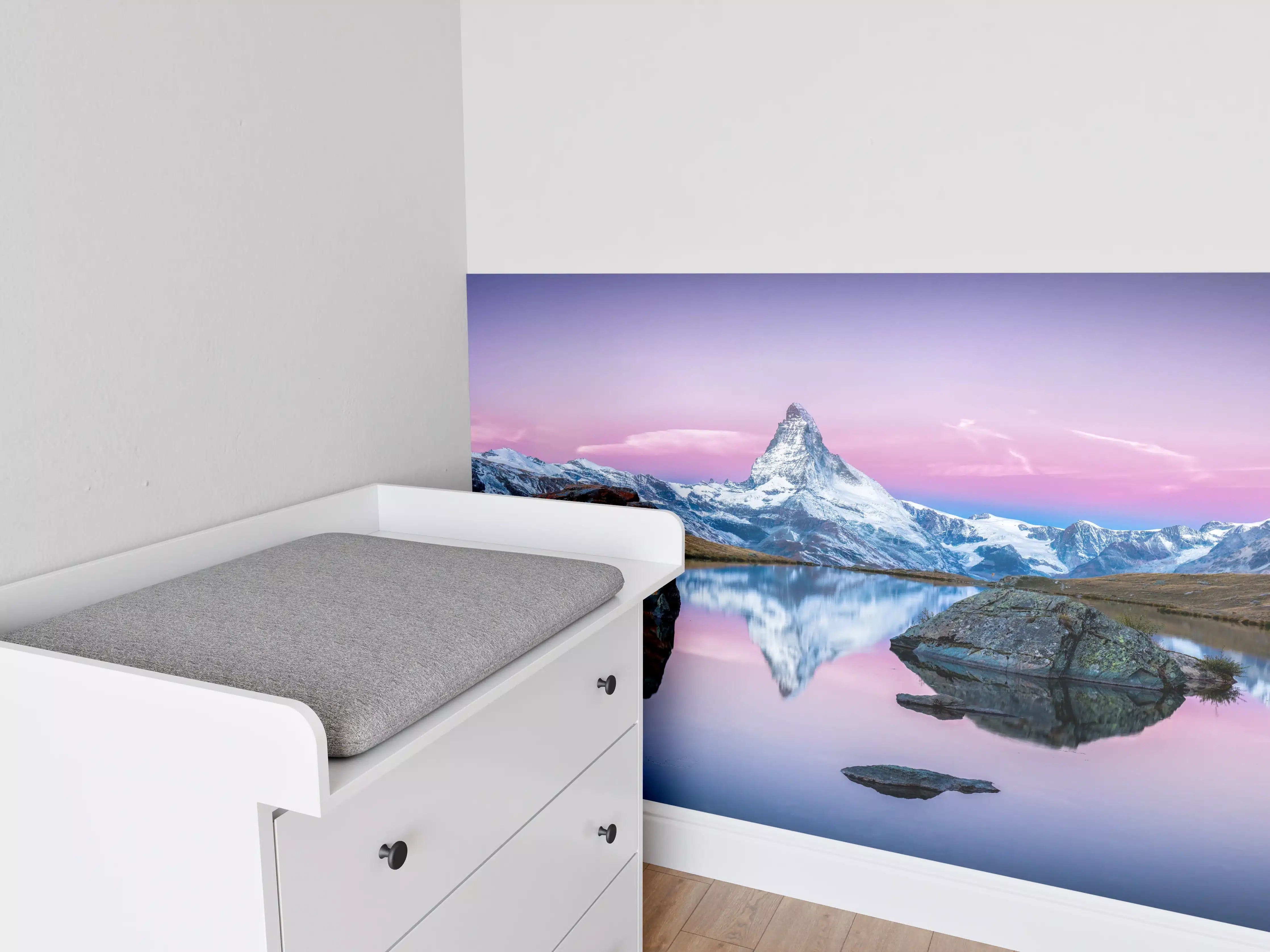 Babyzimmer Wandgestaltung - Stellisee in Schweiz - Matterhorn Panorama