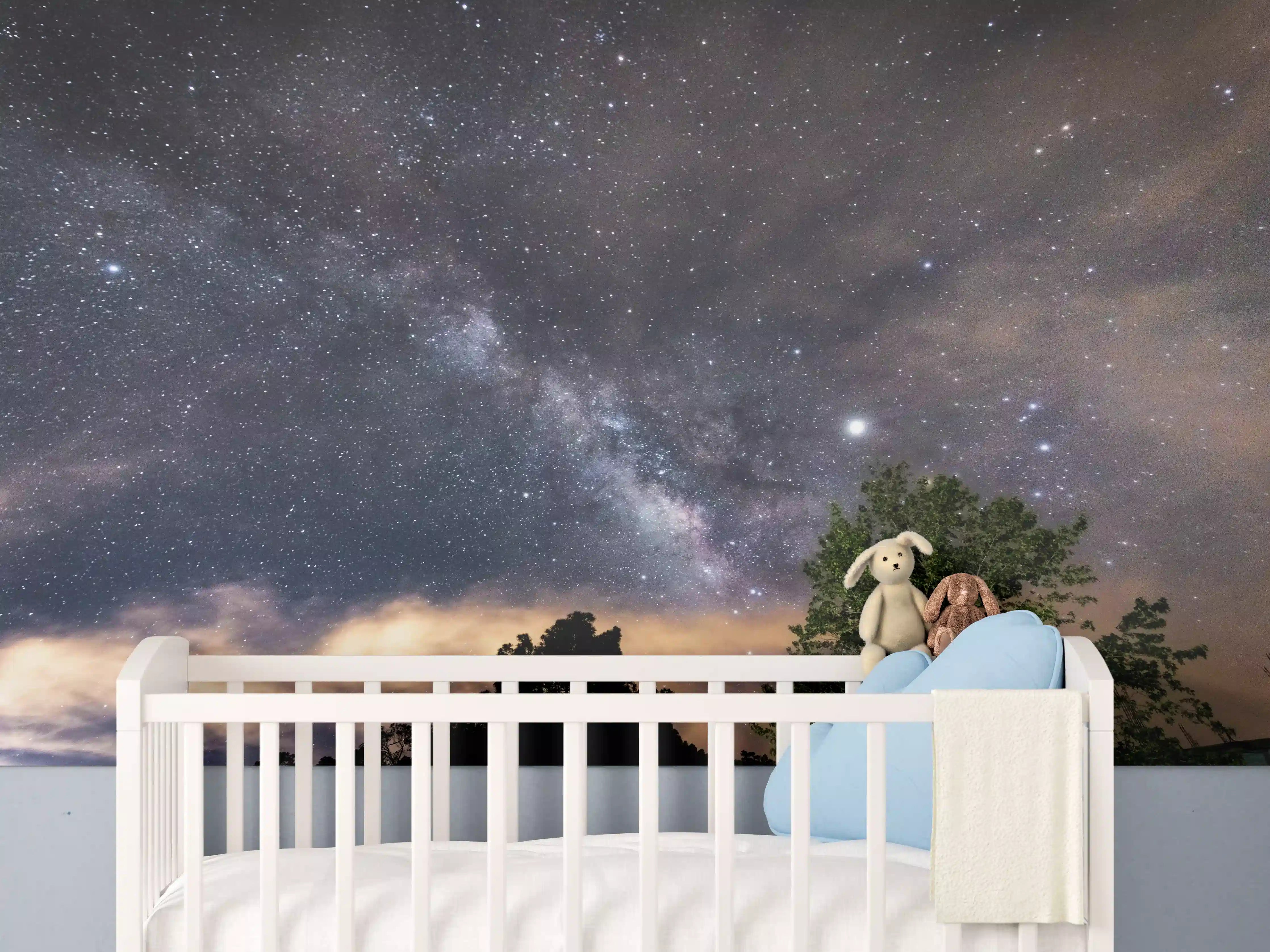Babyzimmer Wandgestaltung - Sterne im Himmel bei Nacht
