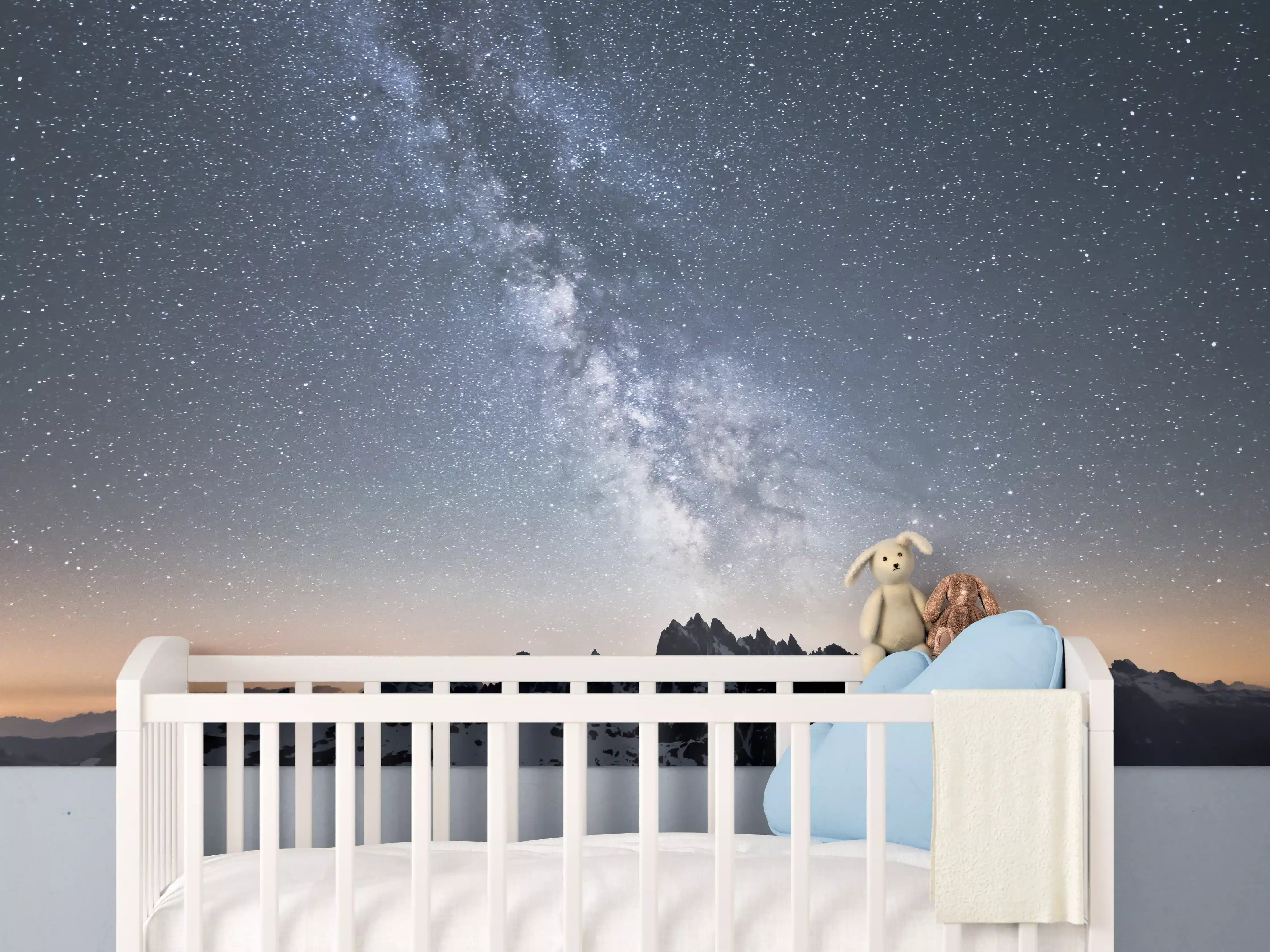 Babyzimmer Wandgestaltung - Sterne über Schneebergen