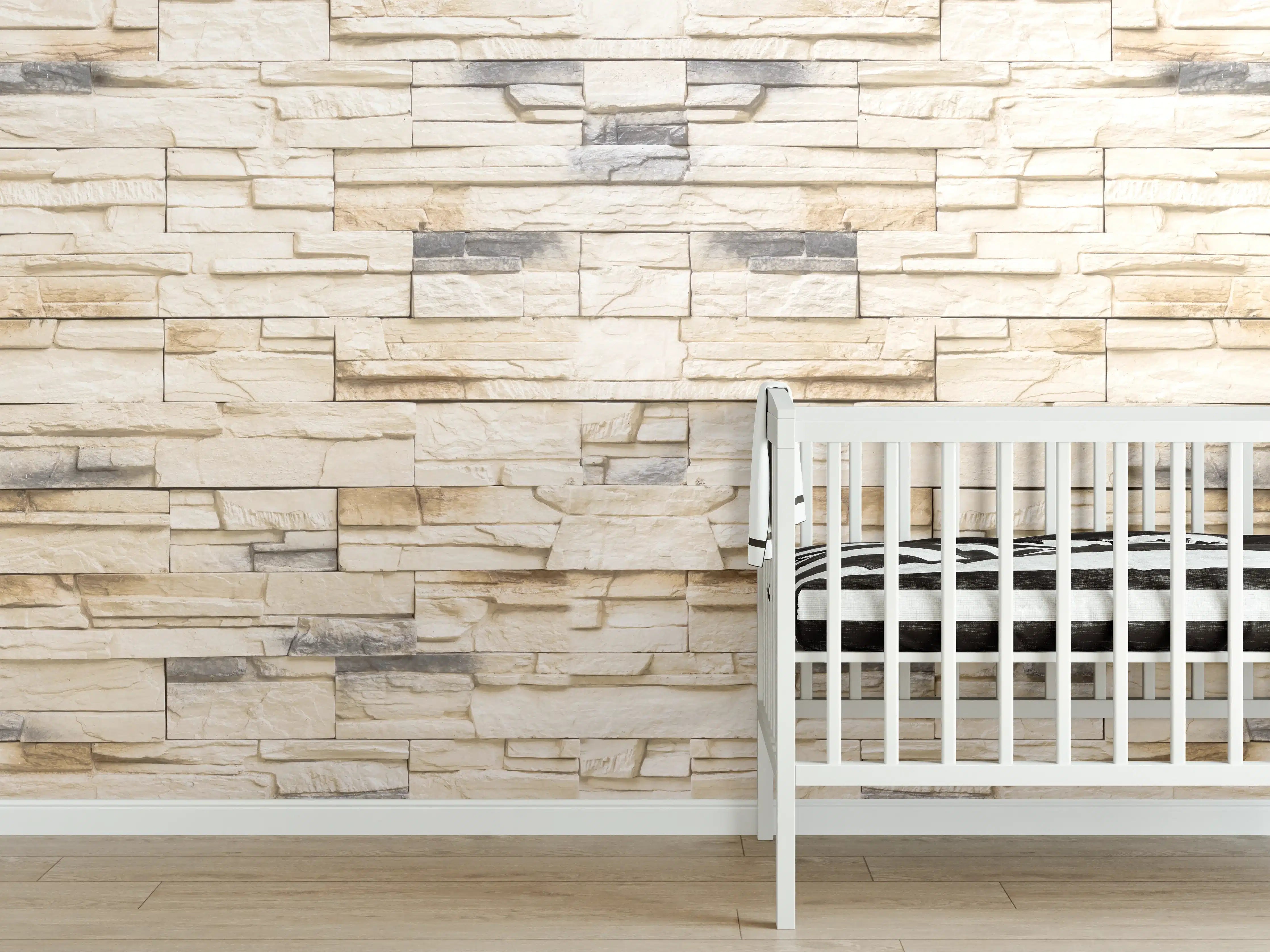 Babyzimmer Wandgestaltung - Stilisierte Alt-Weißziegel Textur