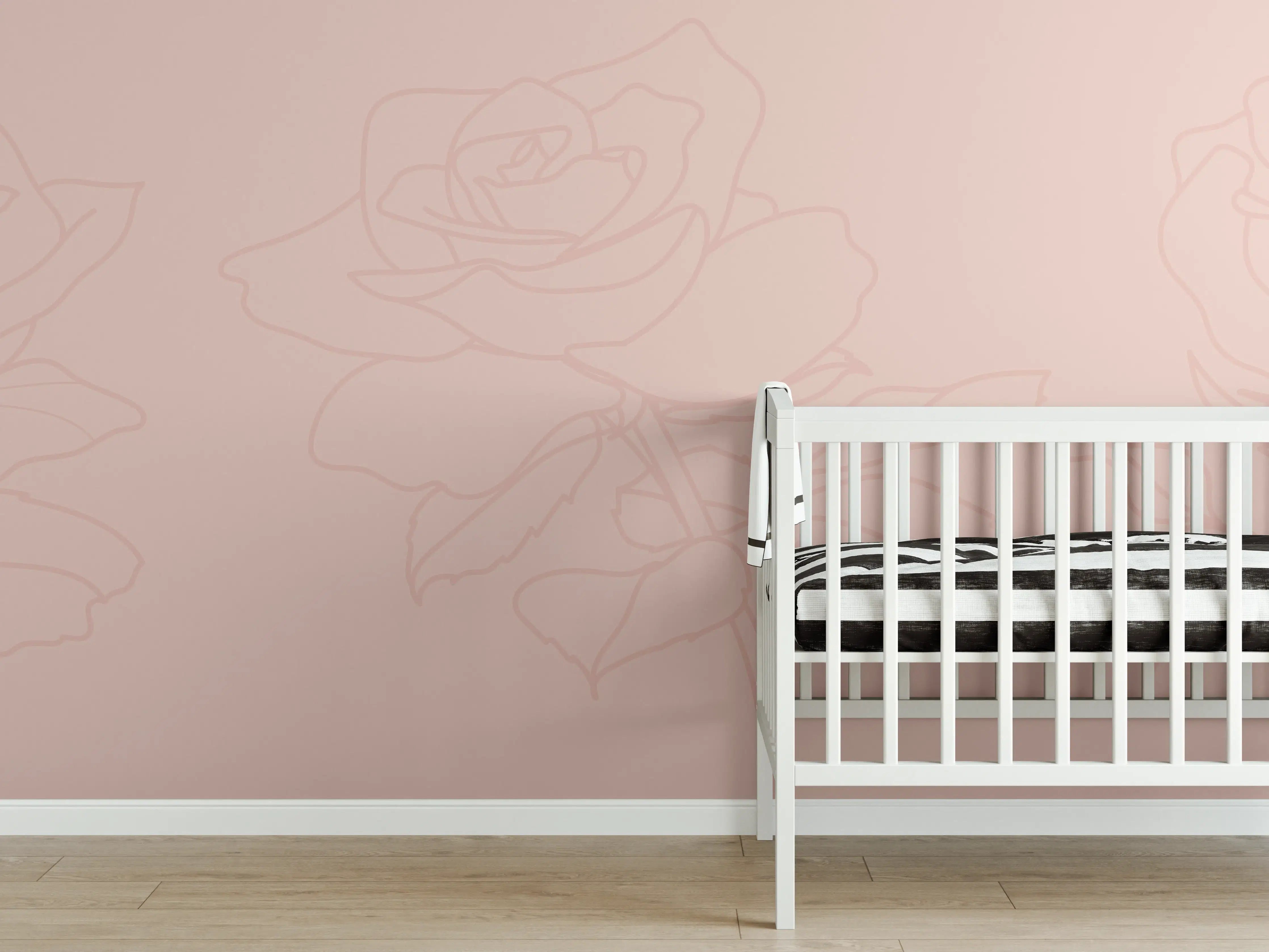 Babyzimmer Wandgestaltung - Stilisierte Rosen Zeichnung