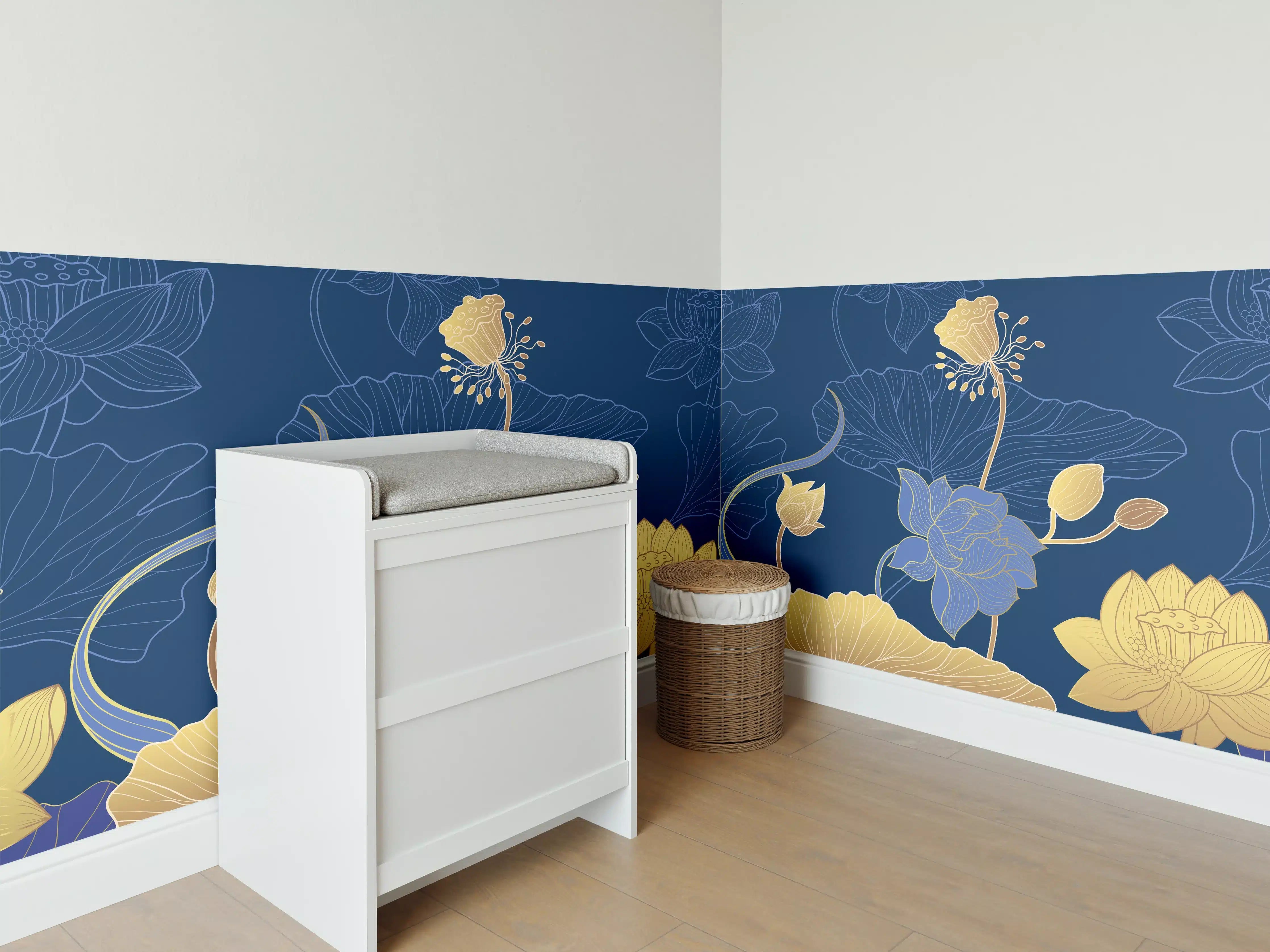 Babyzimmer Wandgestaltung - Stilvolle Blumenmuster Tapete