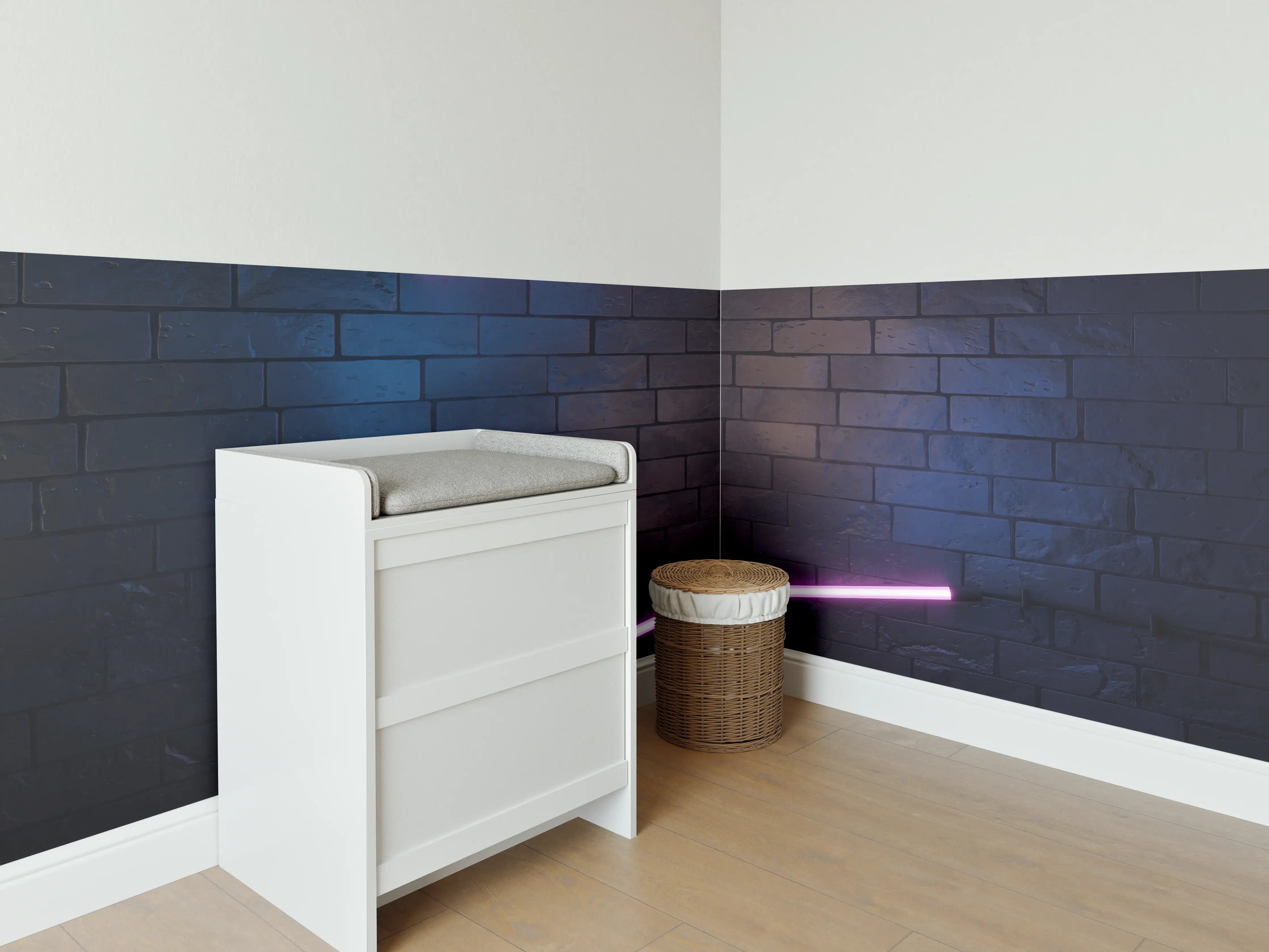 Babyzimmer Wandgestaltung - Stilvoller moderner lila Neonlichtrahmen