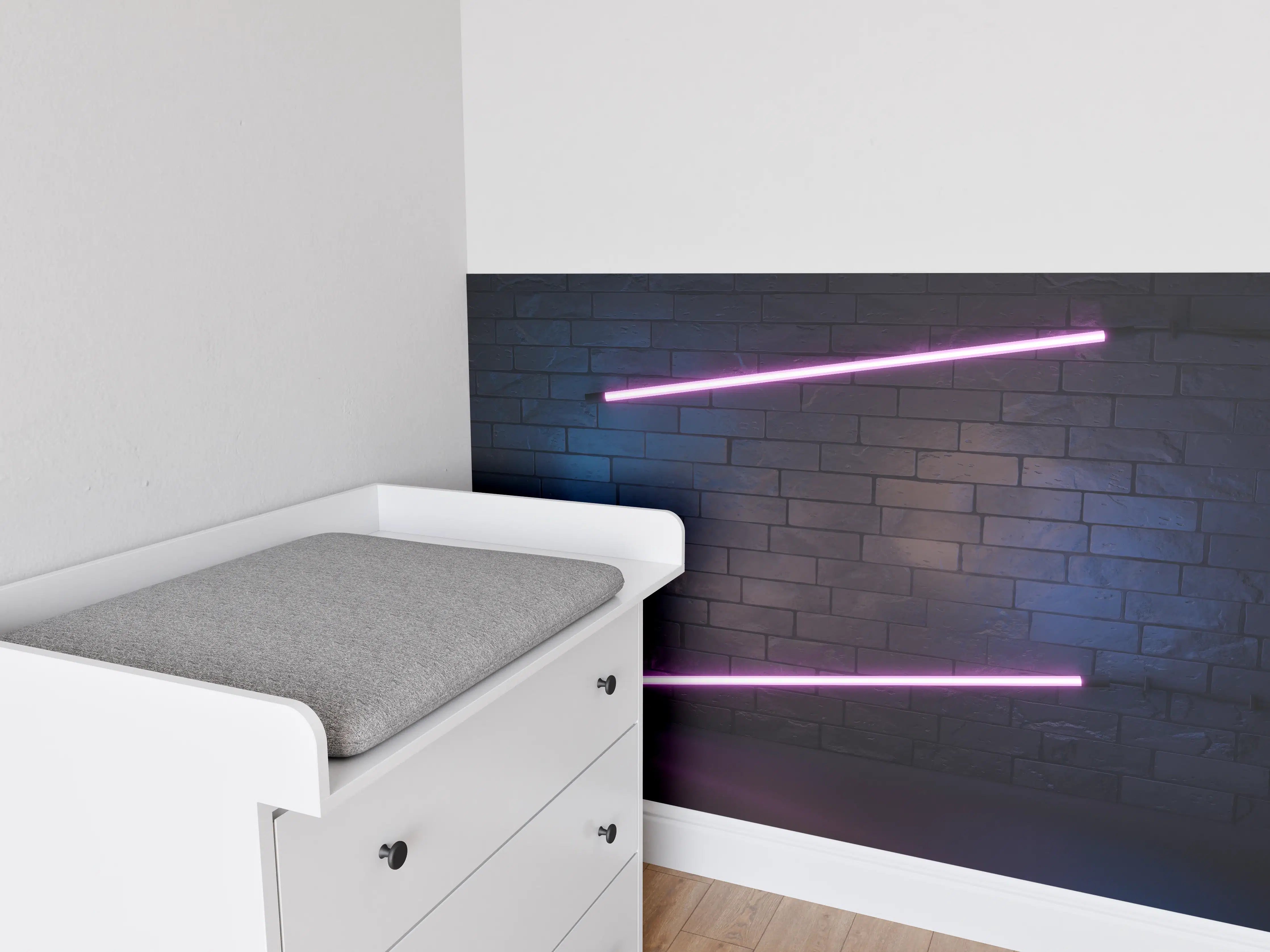 Babyzimmer Wandgestaltung - Stilvoller moderner lila Neonlichtrahmen