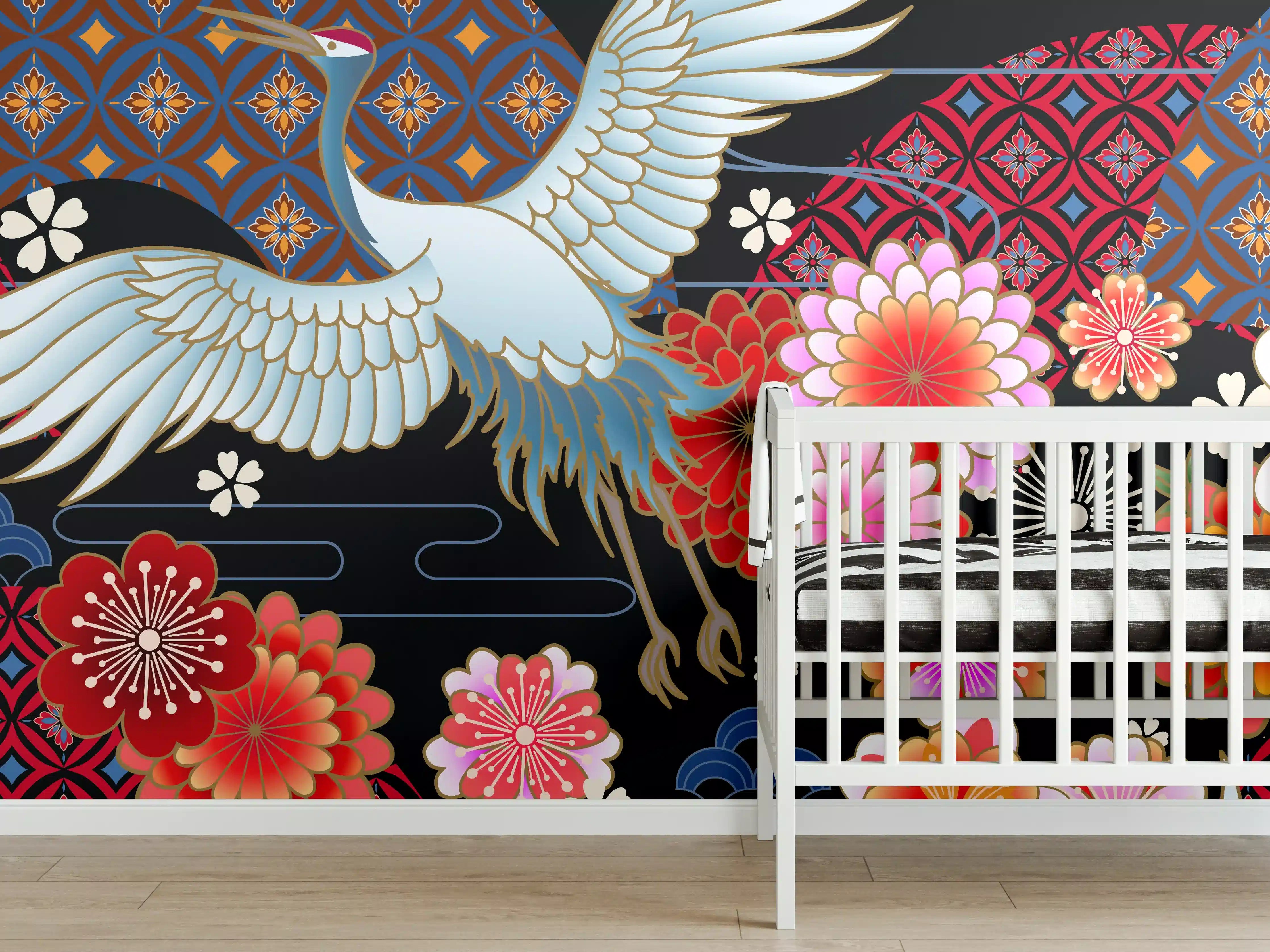 Babyzimmer Wandgestaltung - Stolzer Kranich
