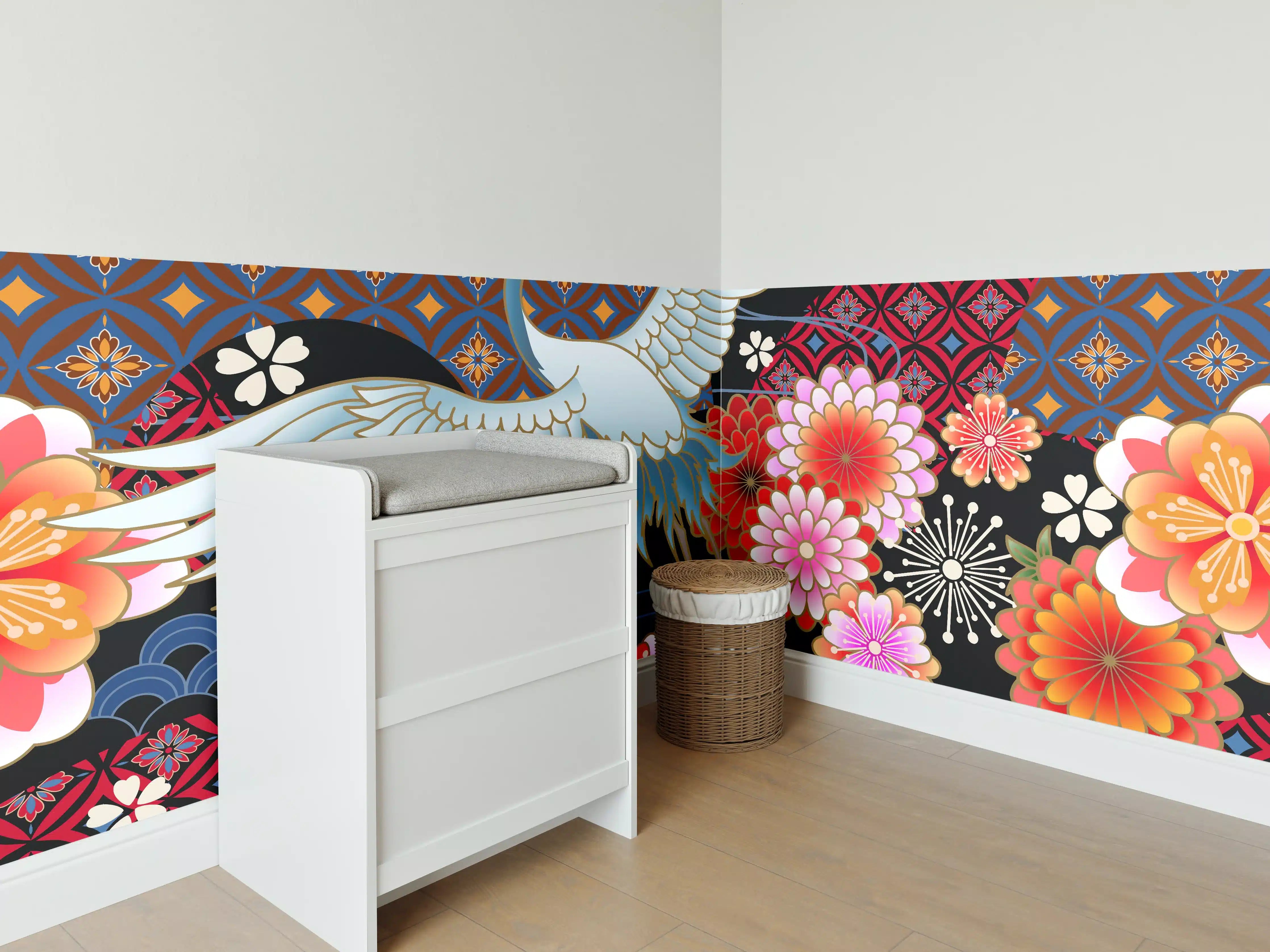 Babyzimmer Wandgestaltung - Stolzer Kranich