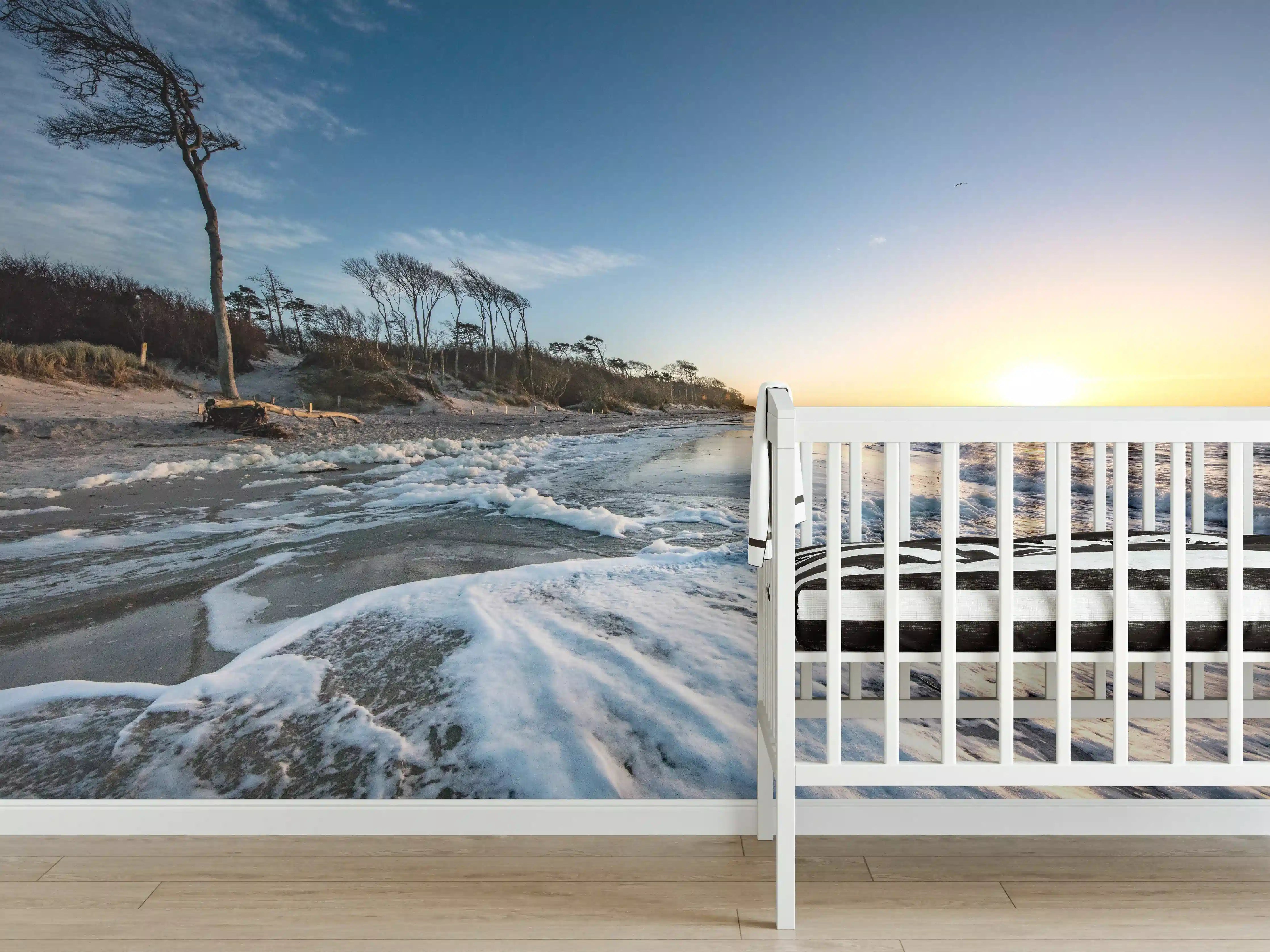 Babyzimmer Wandgestaltung - Strand in Rügen bei Sonnenaufgang